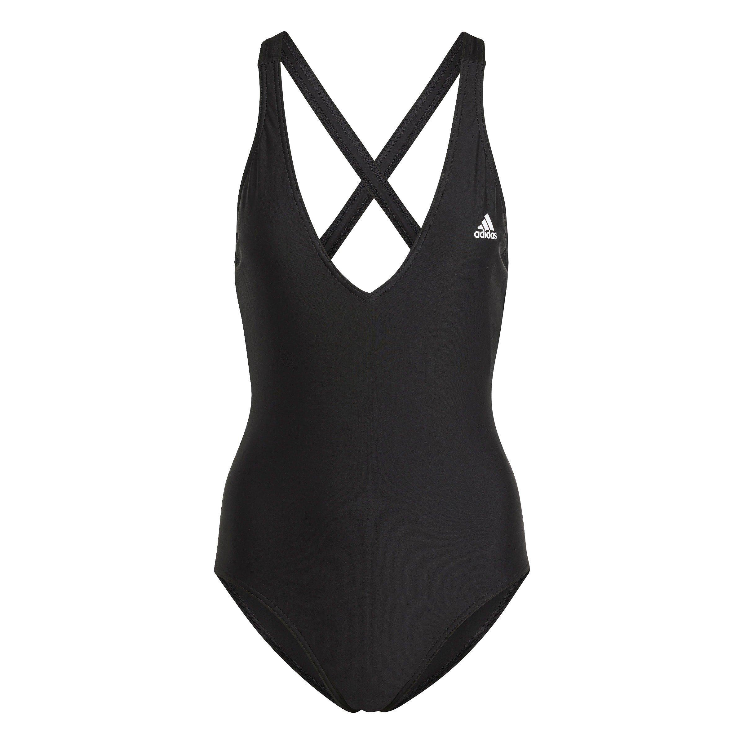 Black/White - adidas - 3-Stripes Swimsuit - 1