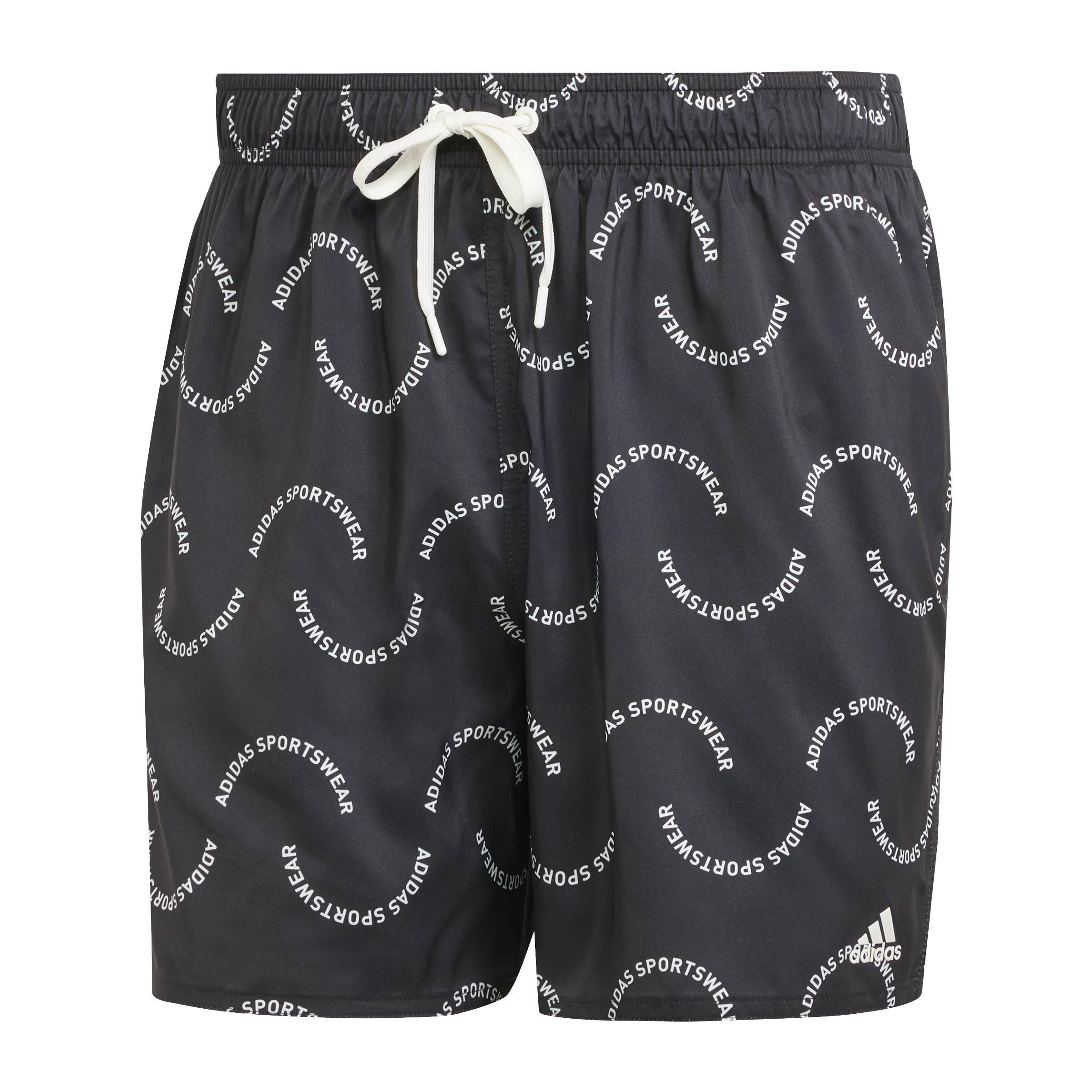 Adidas Men's Wave Logo Clx Swim Shorts - Black/Off White - S