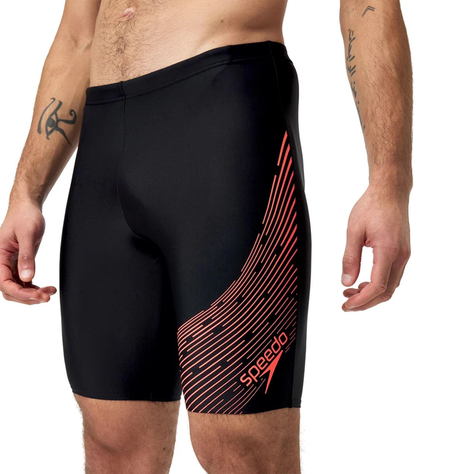 Black/Siren Red - Speedo - Medley Logo Jammer - 3
