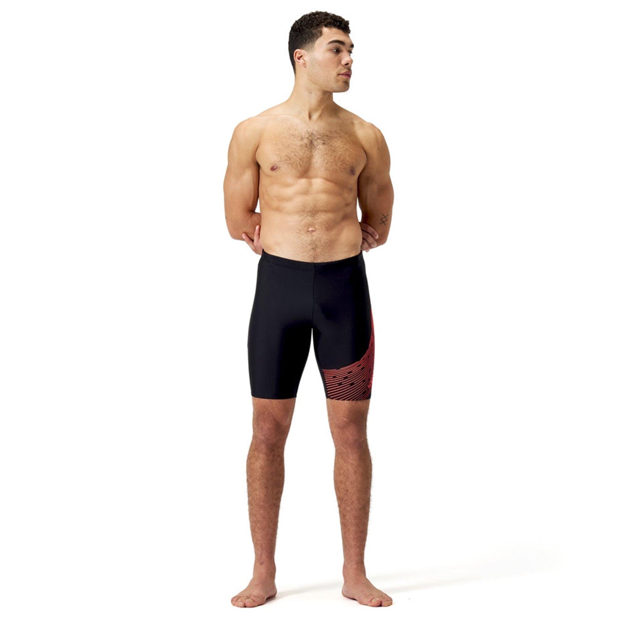 Black/Siren Red - Speedo - Medley Logo Jammer - 5