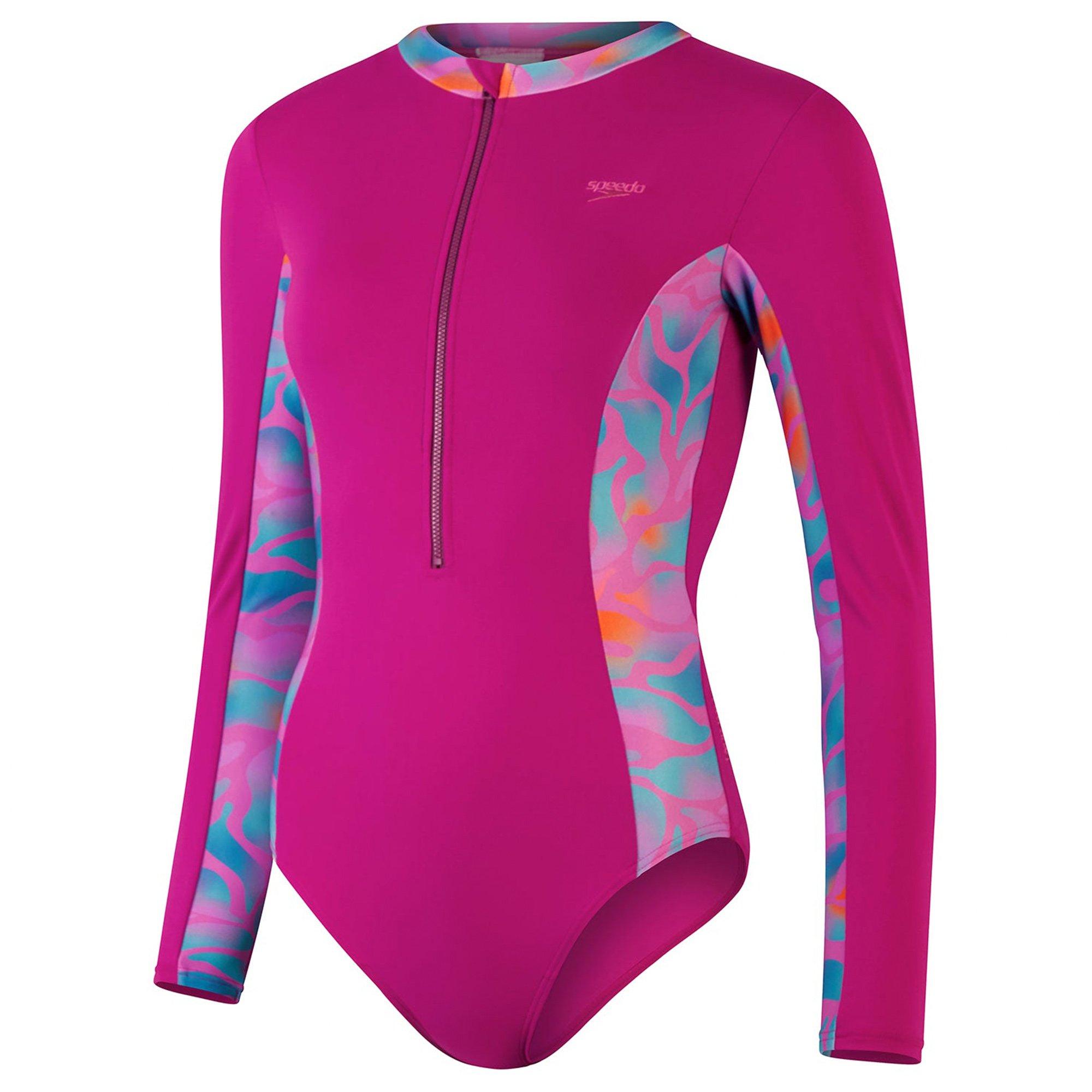 Berry Co/Ba Blu - Speedo - Asia Fit Womens Long Sleeve Panel Swimsuit - 1