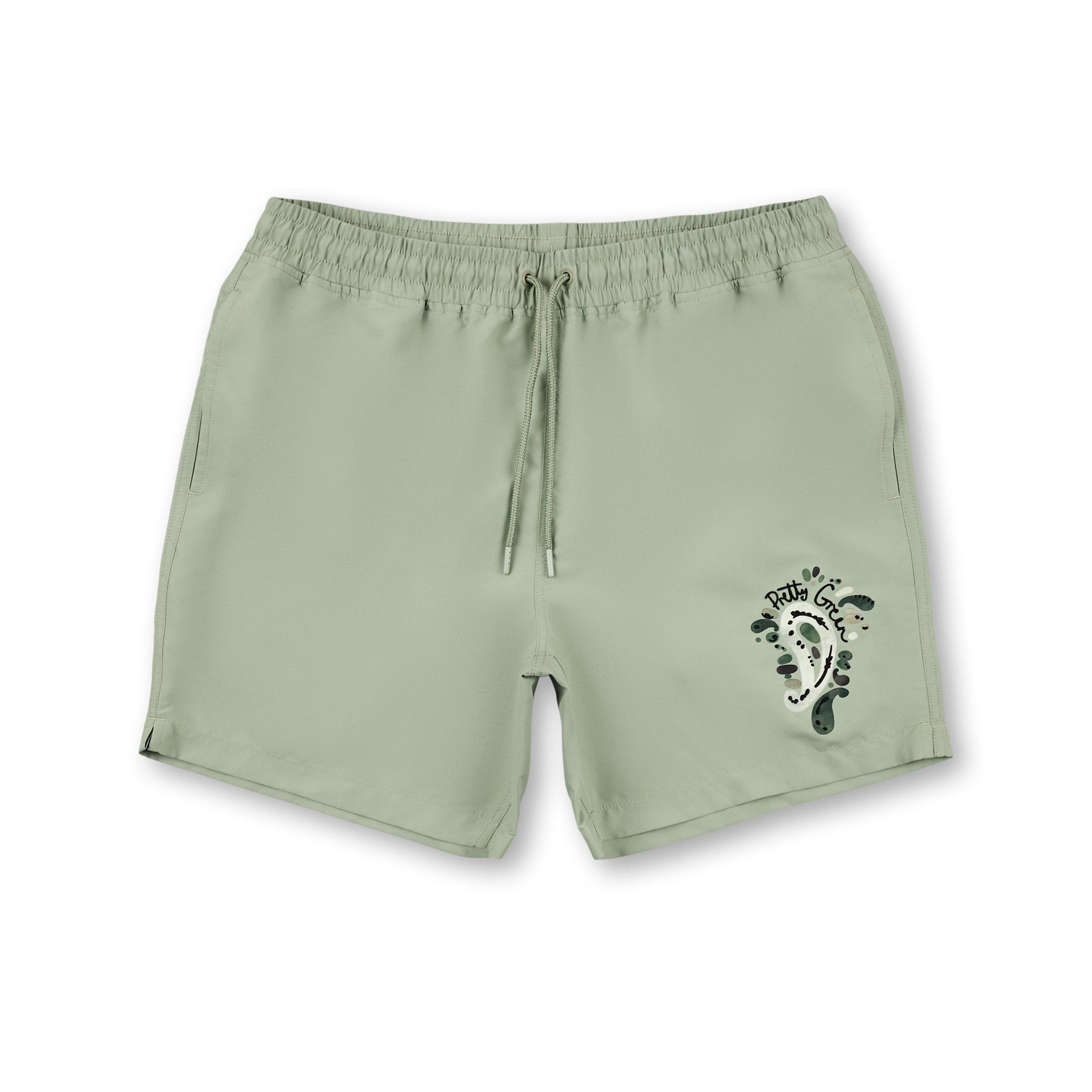 Pretty Men's Aquarelle Swim Shorts Green - Small