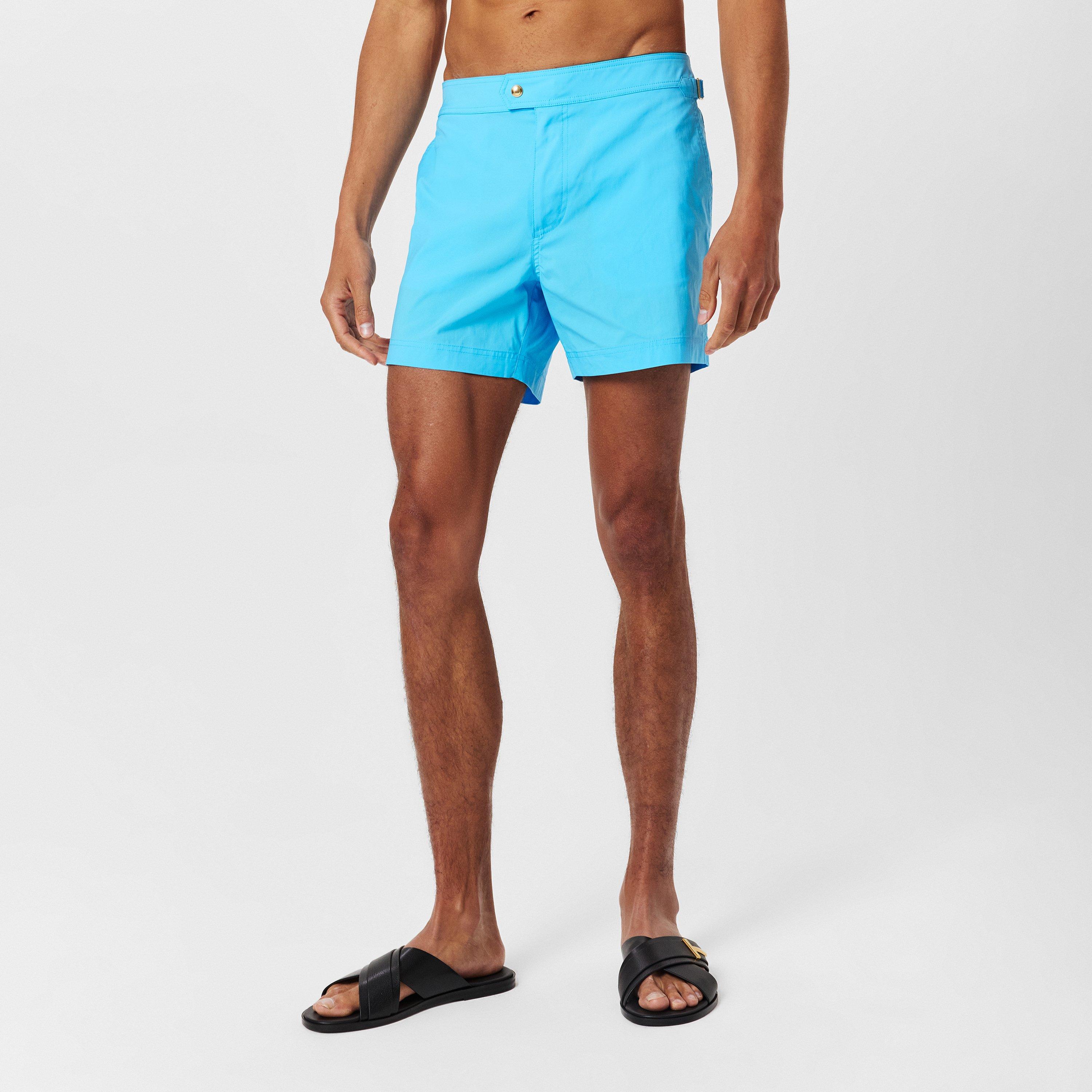 Turquoise - Tom Ford - Men's Poplin Swim Shorts - 3