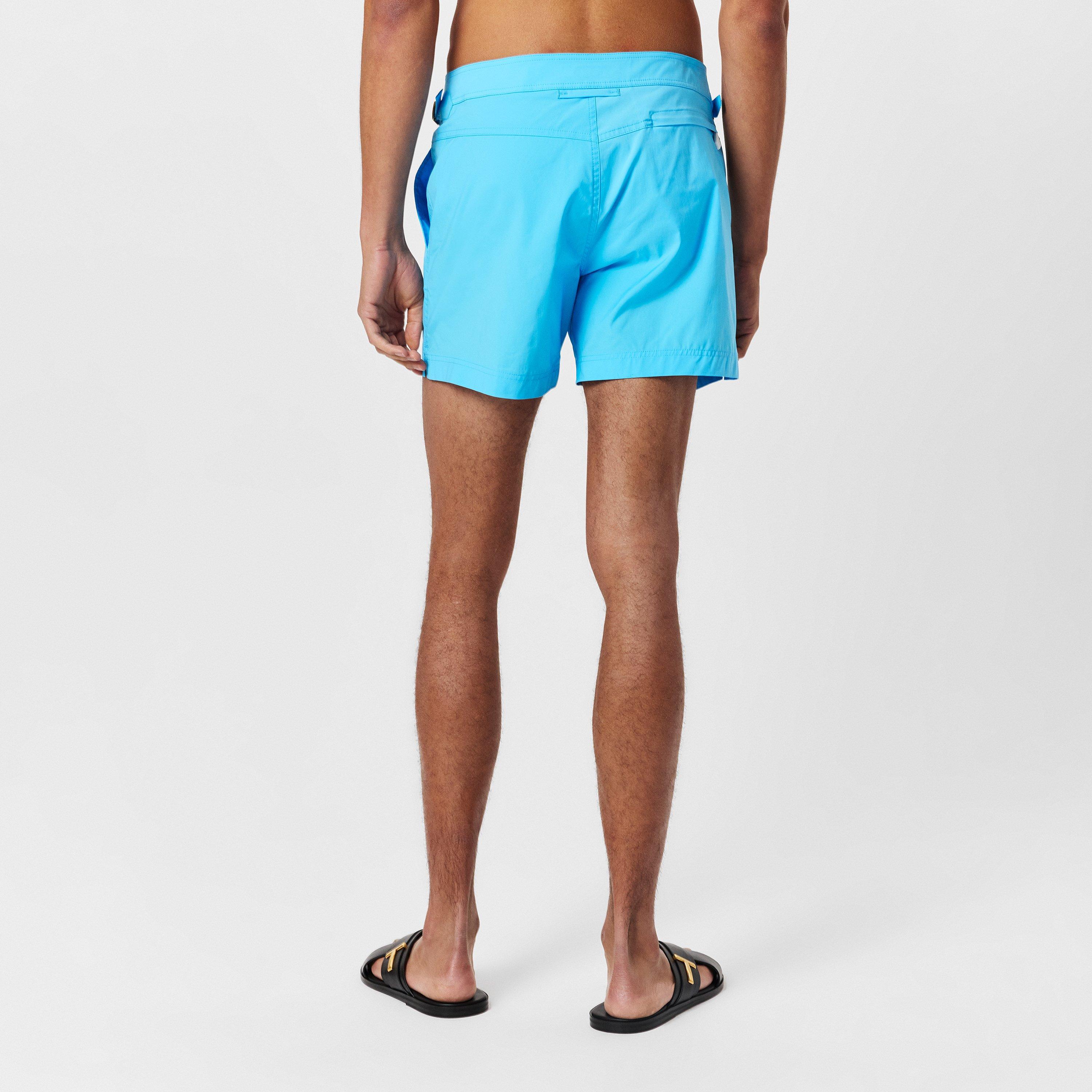 Turquoise - Tom Ford - Men's Poplin Swim Shorts - 4