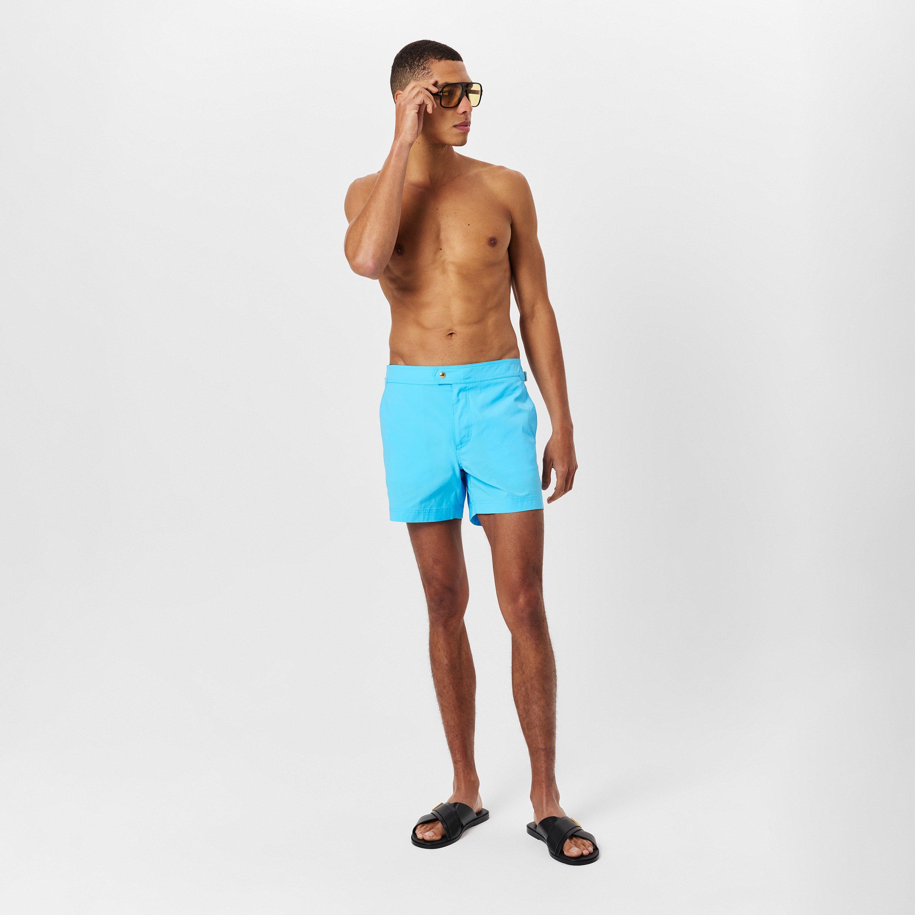 Turquoise - Tom Ford - Men's Poplin Swim Shorts - 6