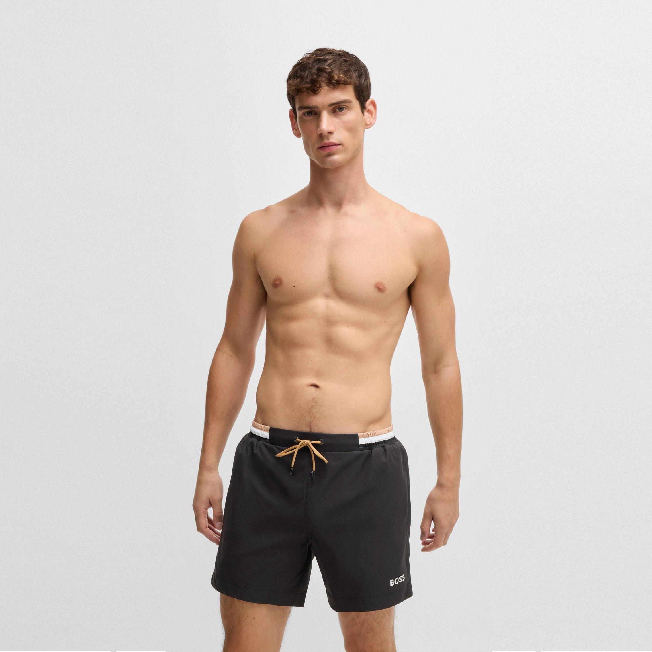 Black 001 - Boss - Men's BW Isle Swim Shorts with Mesh Lining - 3