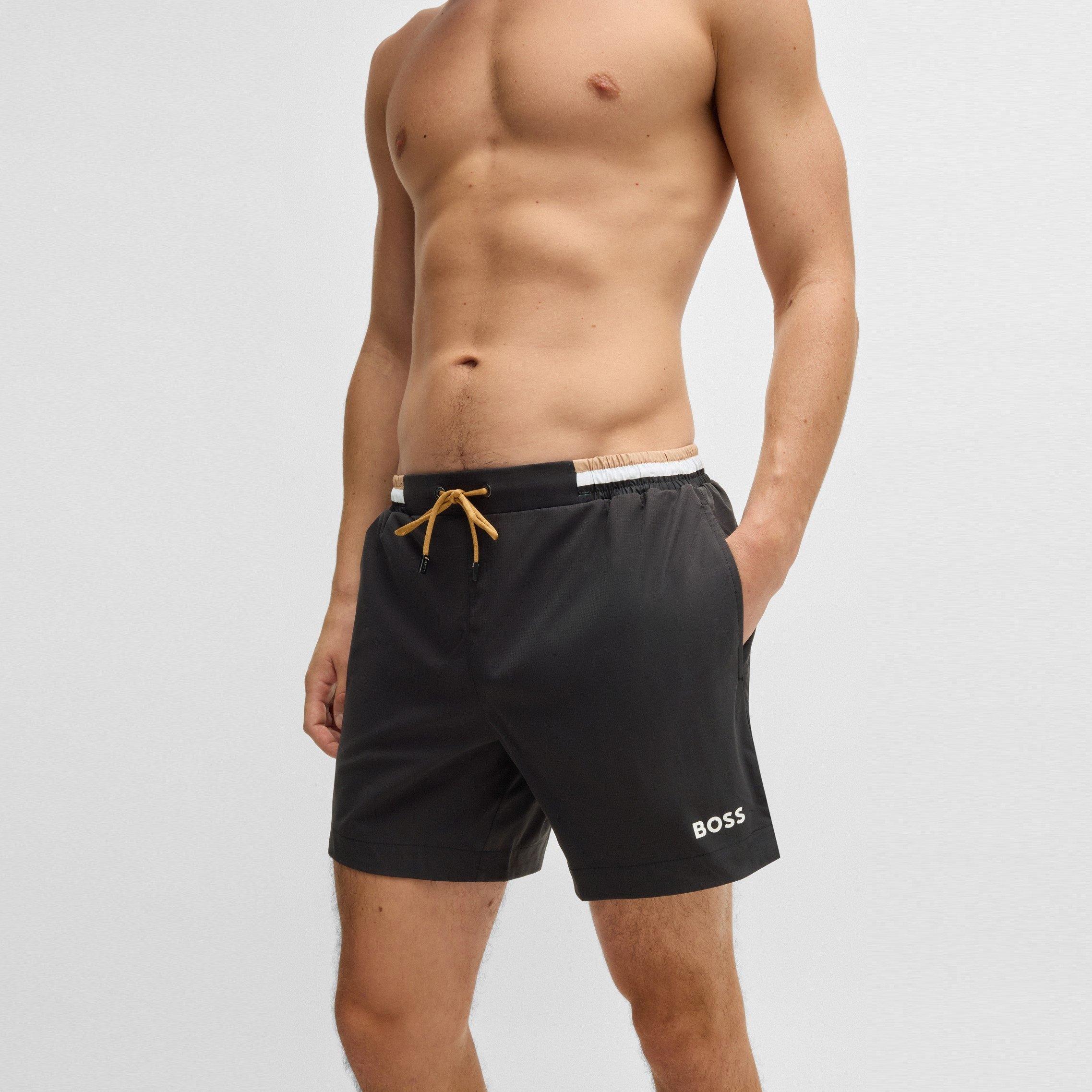 Black 001 - Boss - Men's BW Isle Swim Shorts with Mesh Lining - 5