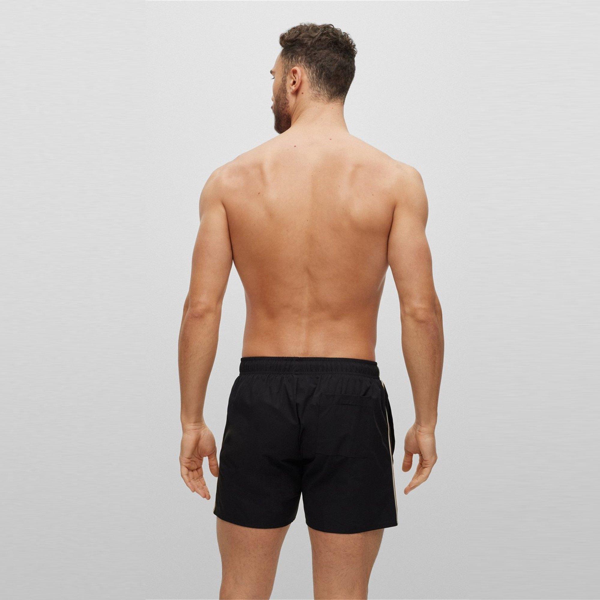 Black 001 - Boss - Men's Iconic Swim Shorts with Twin Slit Pockets - 2