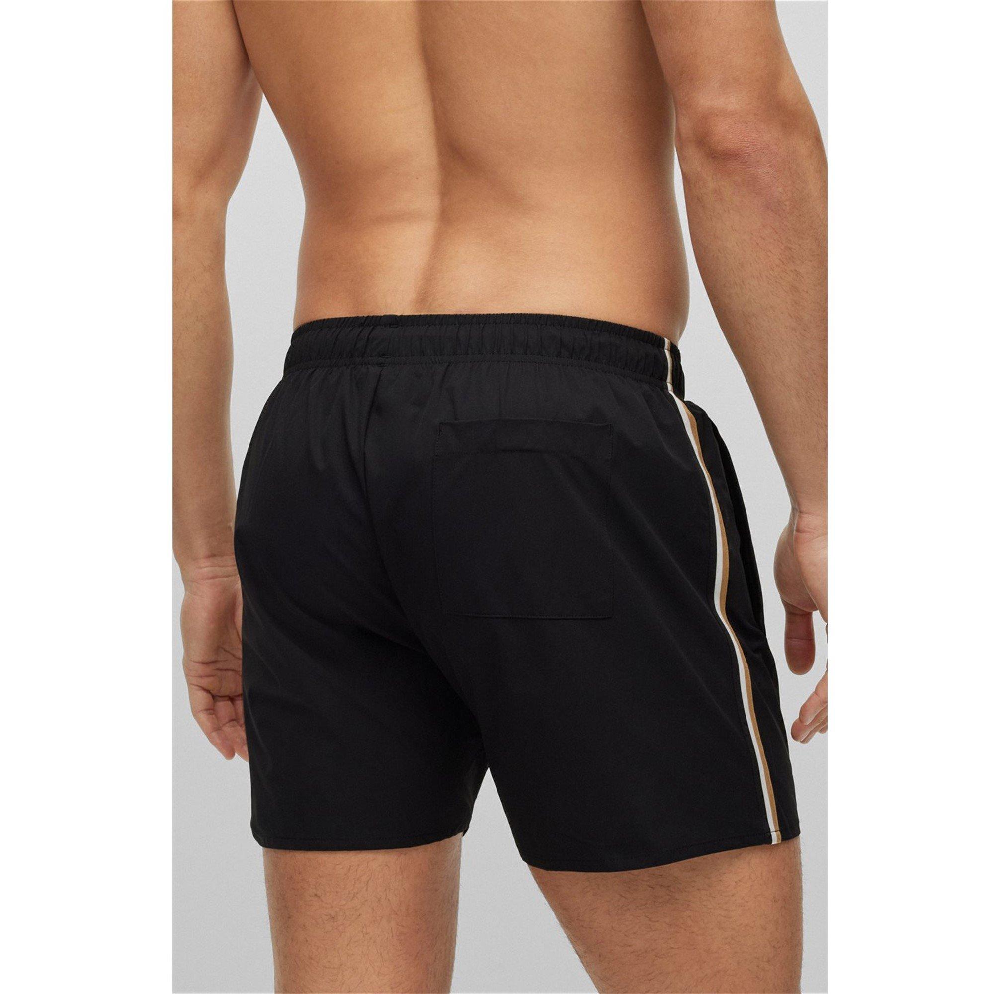 Black 001 - Boss - Men's Iconic Swim Shorts with Twin Slit Pockets - 5