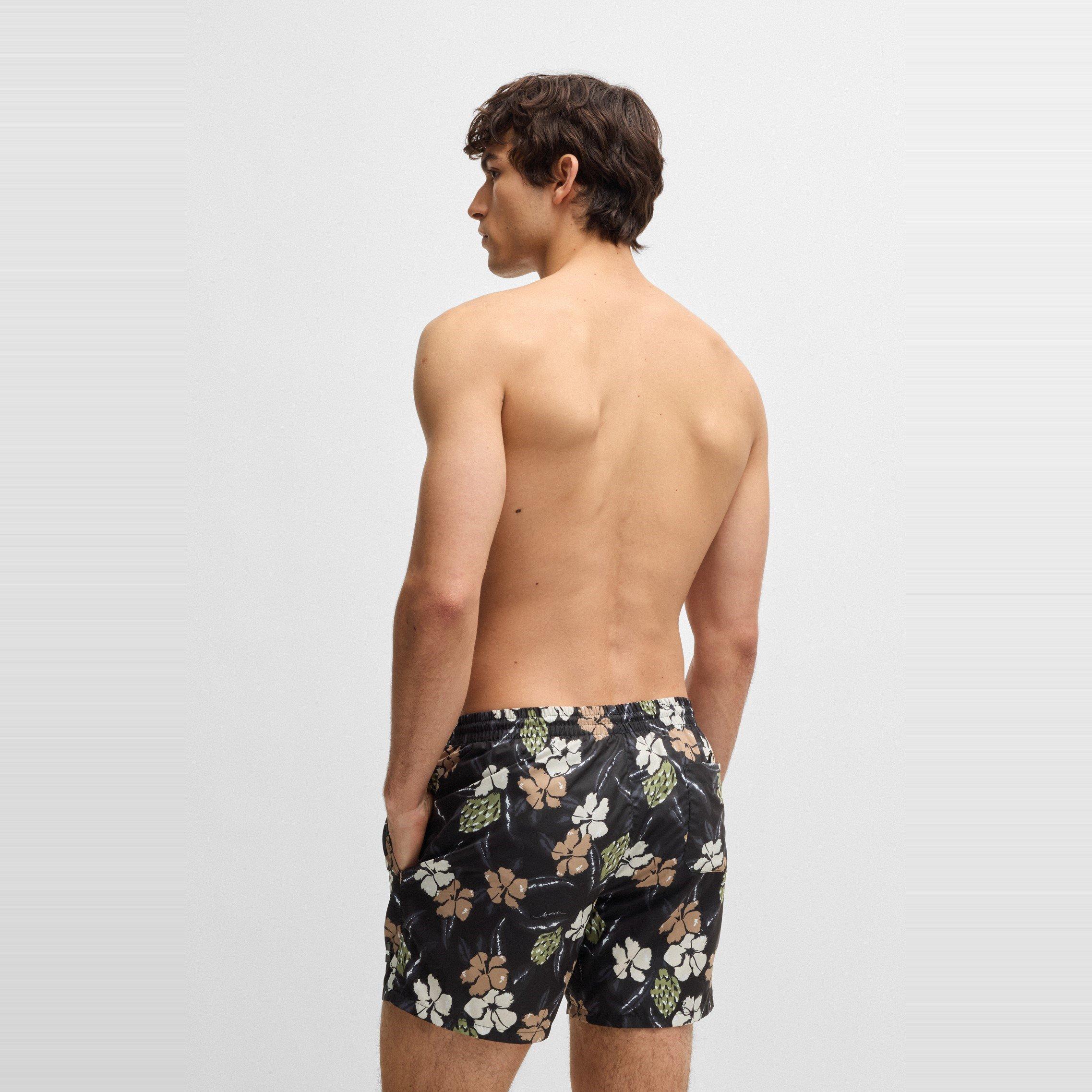 Black 003 - Boss - Men's  BW Piranha Swim Shorts, Breathable Mesh Lining - 3