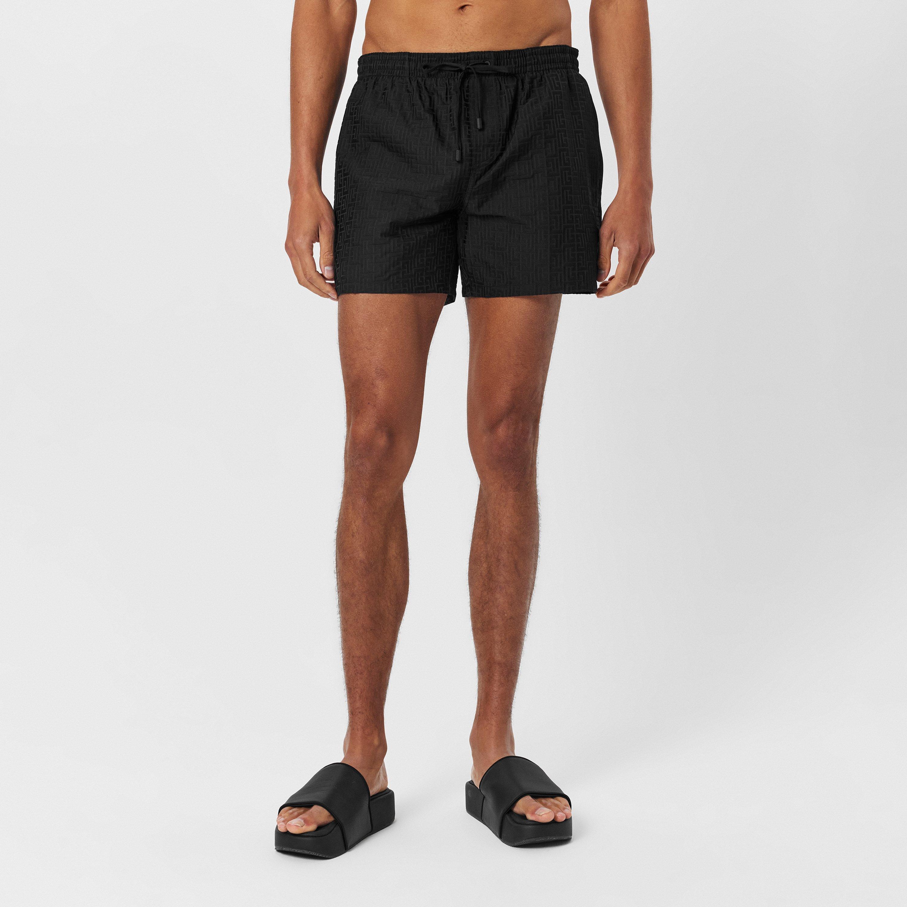 Black/Grey - Balmain - Labyrinth Print Swimsuit - 3