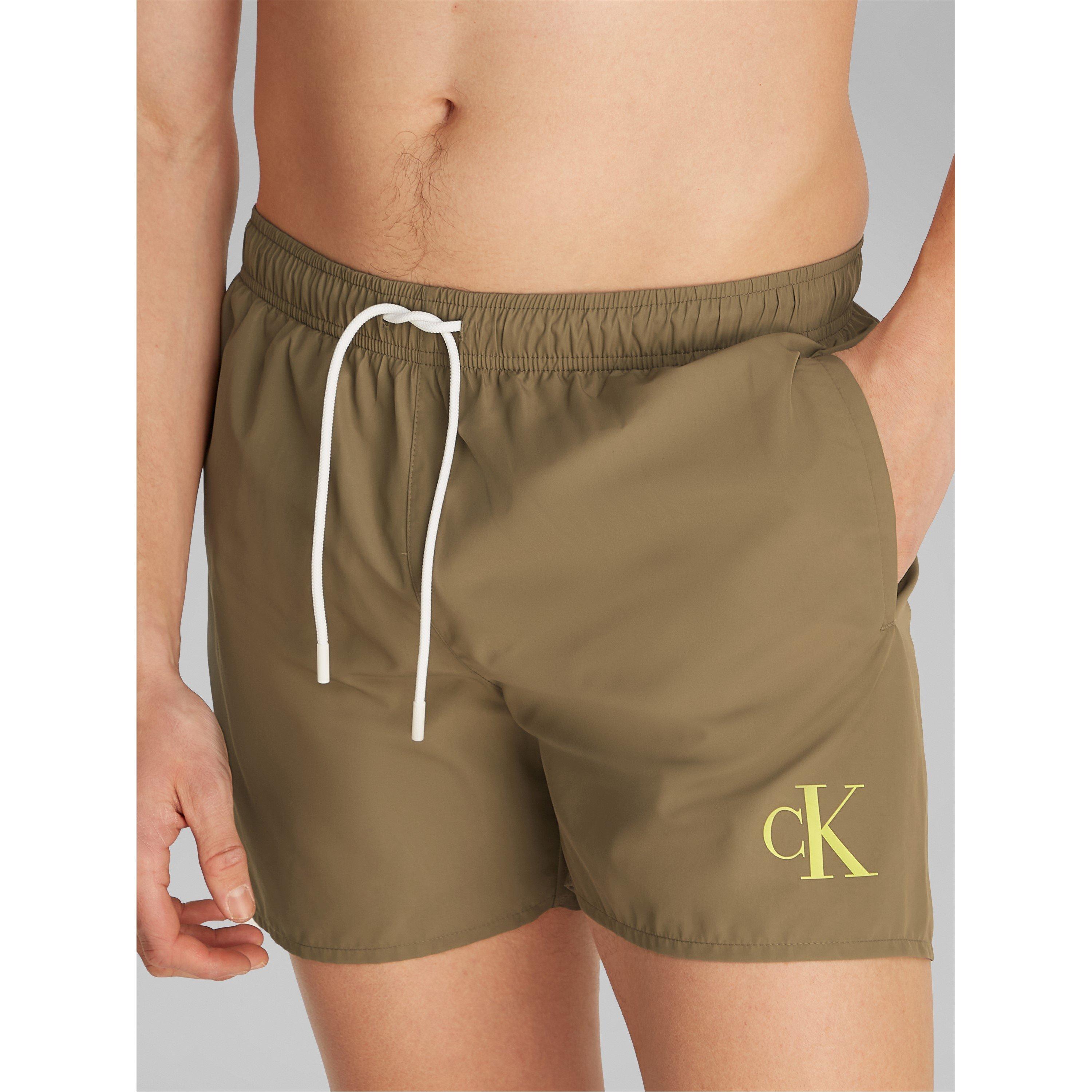 Verde Escuro - Calvin Klein - Men's Medium Drawstring Swim Shorts - 2