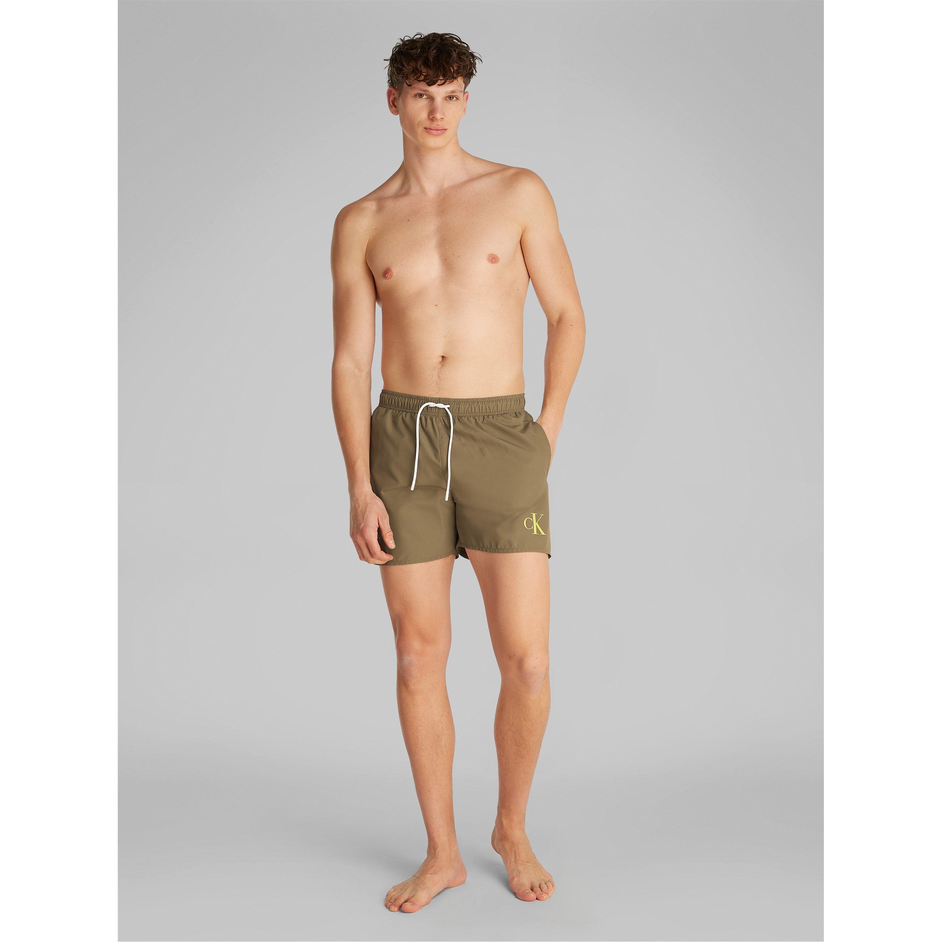 Verde Escuro - Calvin Klein - Men's Medium Drawstring Swim Shorts - 4