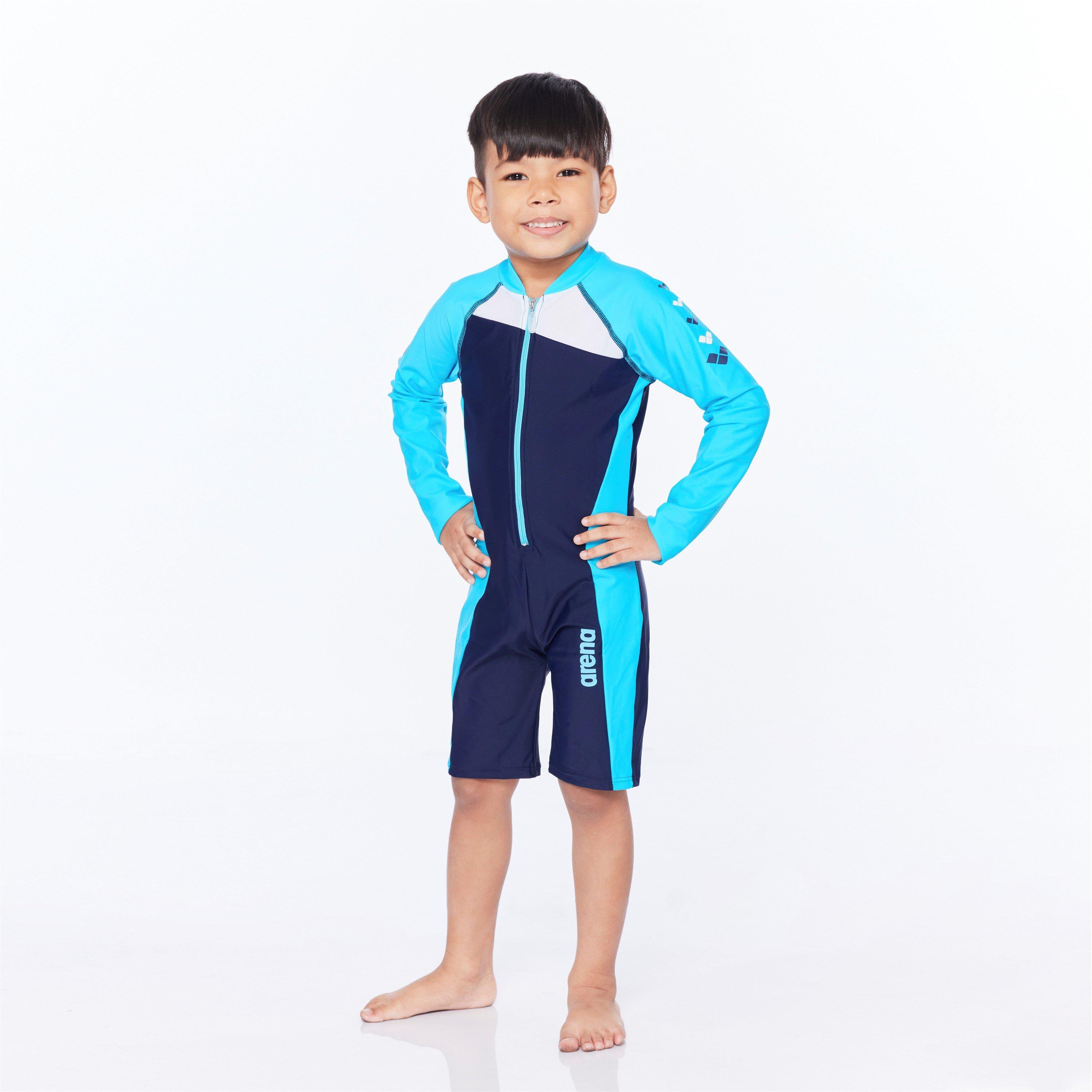 Navy - Arena - Long Sleeve Swim One-Piece Juniors - 1