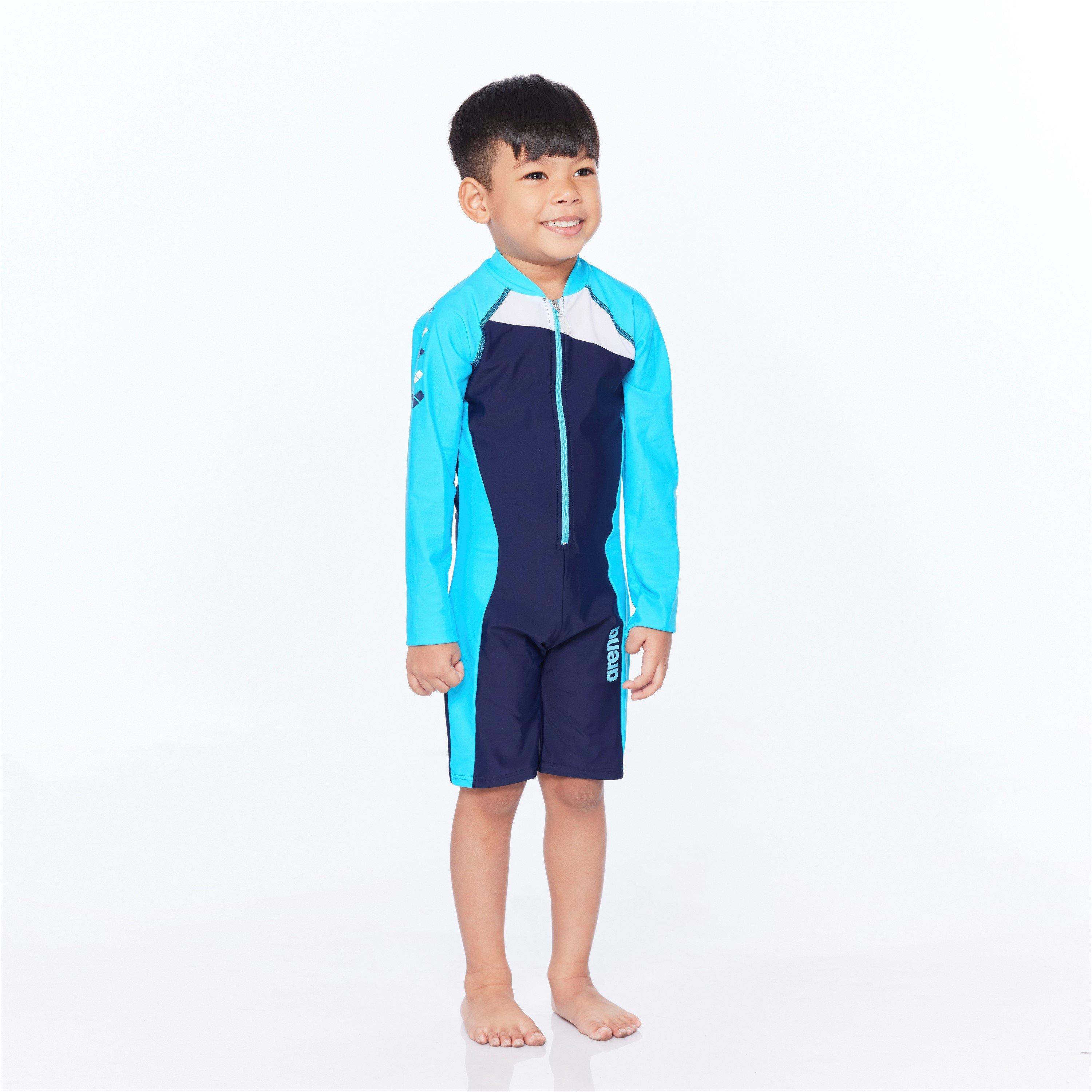 Navy - Arena - Long Sleeve Swim One-Piece Juniors - 3