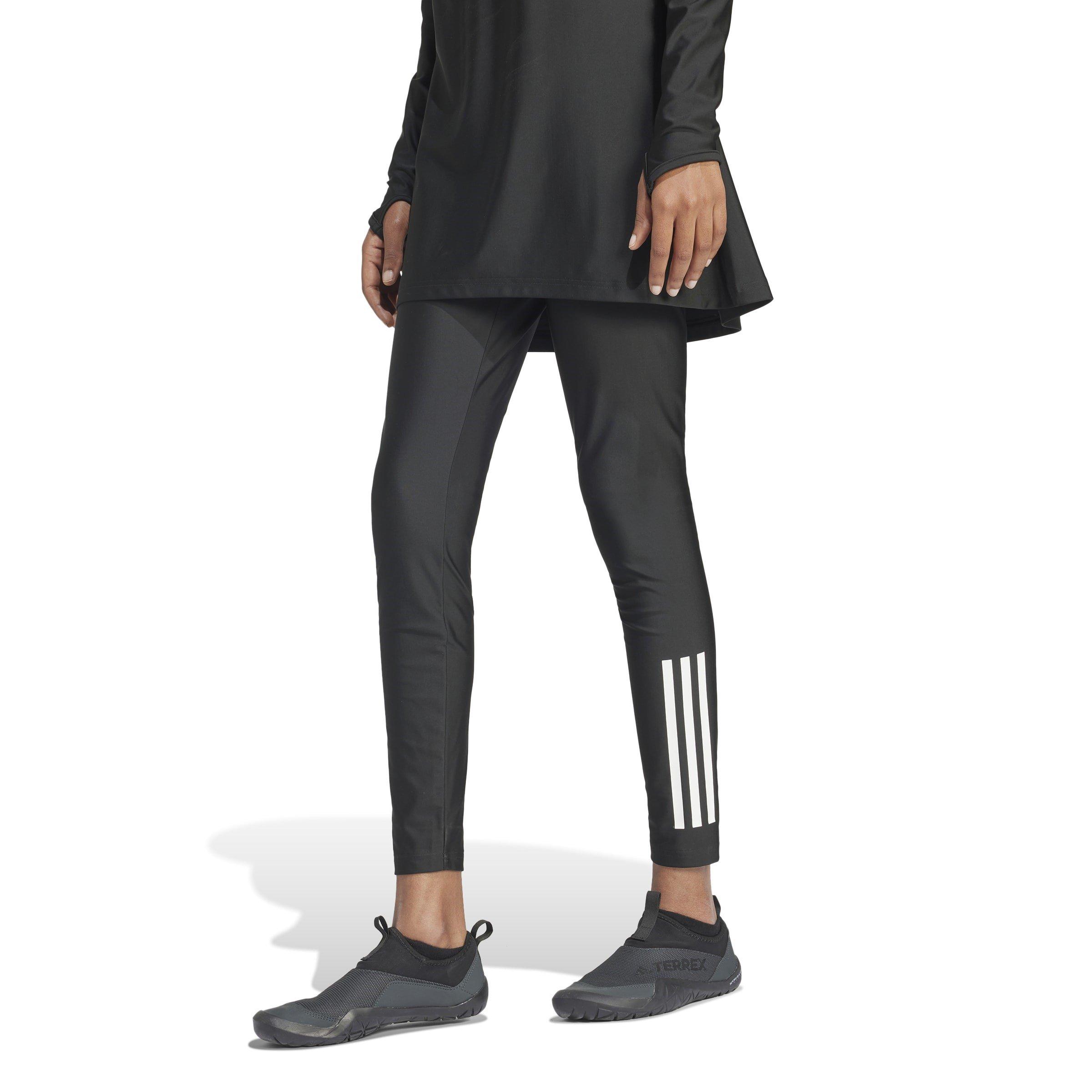 Black - adidas - adidas 3-Stripes Womens Swimming Leggings - 2