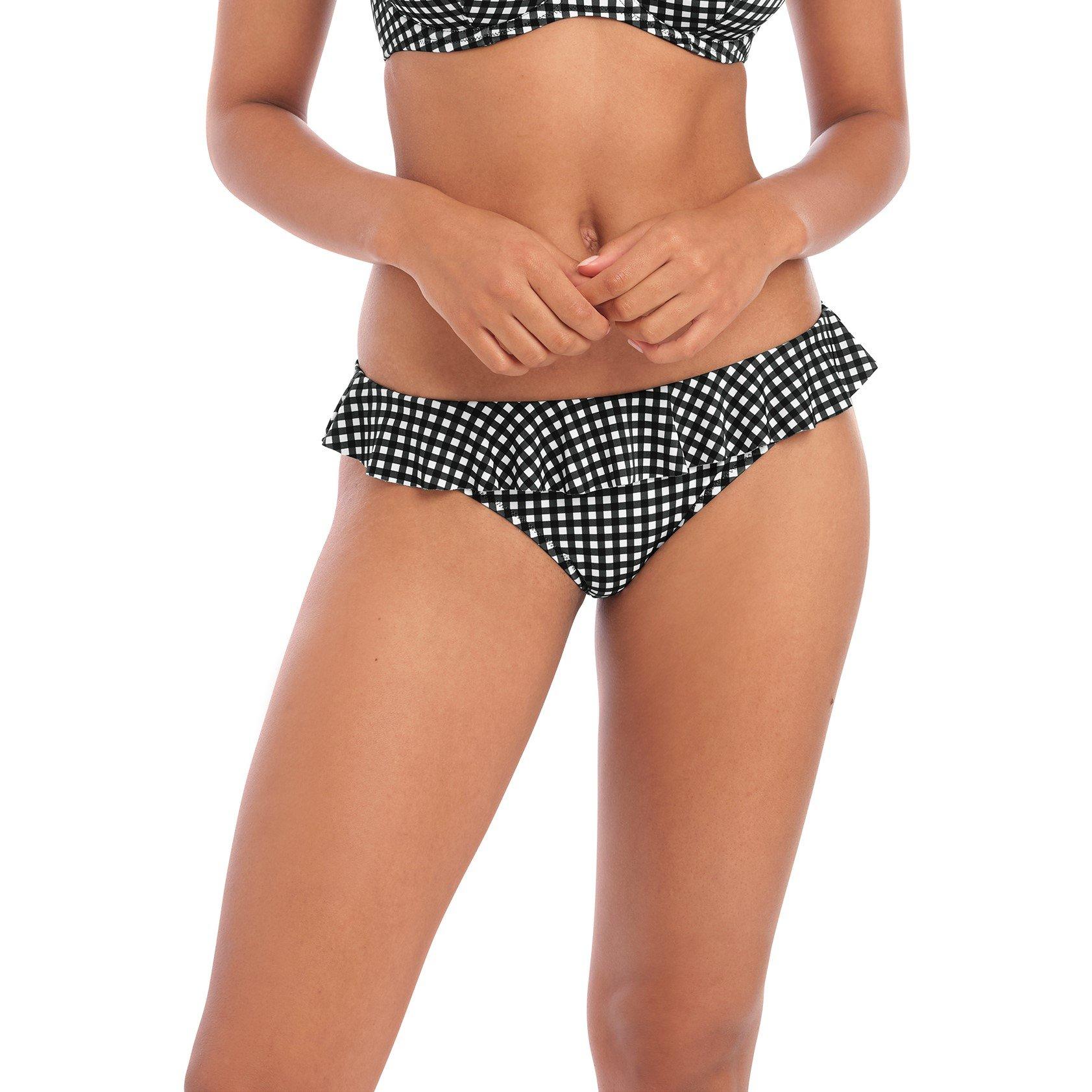 Blk/Wht - Freya - Check In Frill Bikini Brief - 2