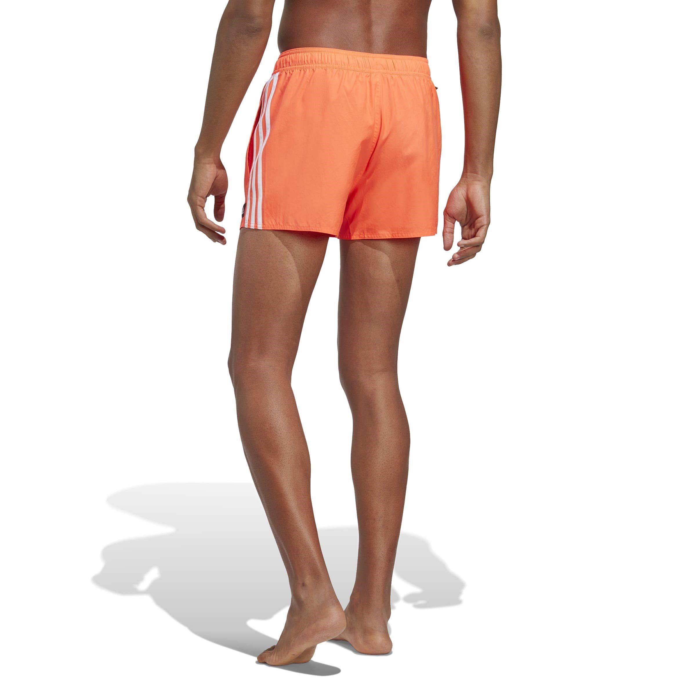 Solar Red/White - adidas - 3 Stripes CLX Very Short Length Mens Swim Shorts - 3