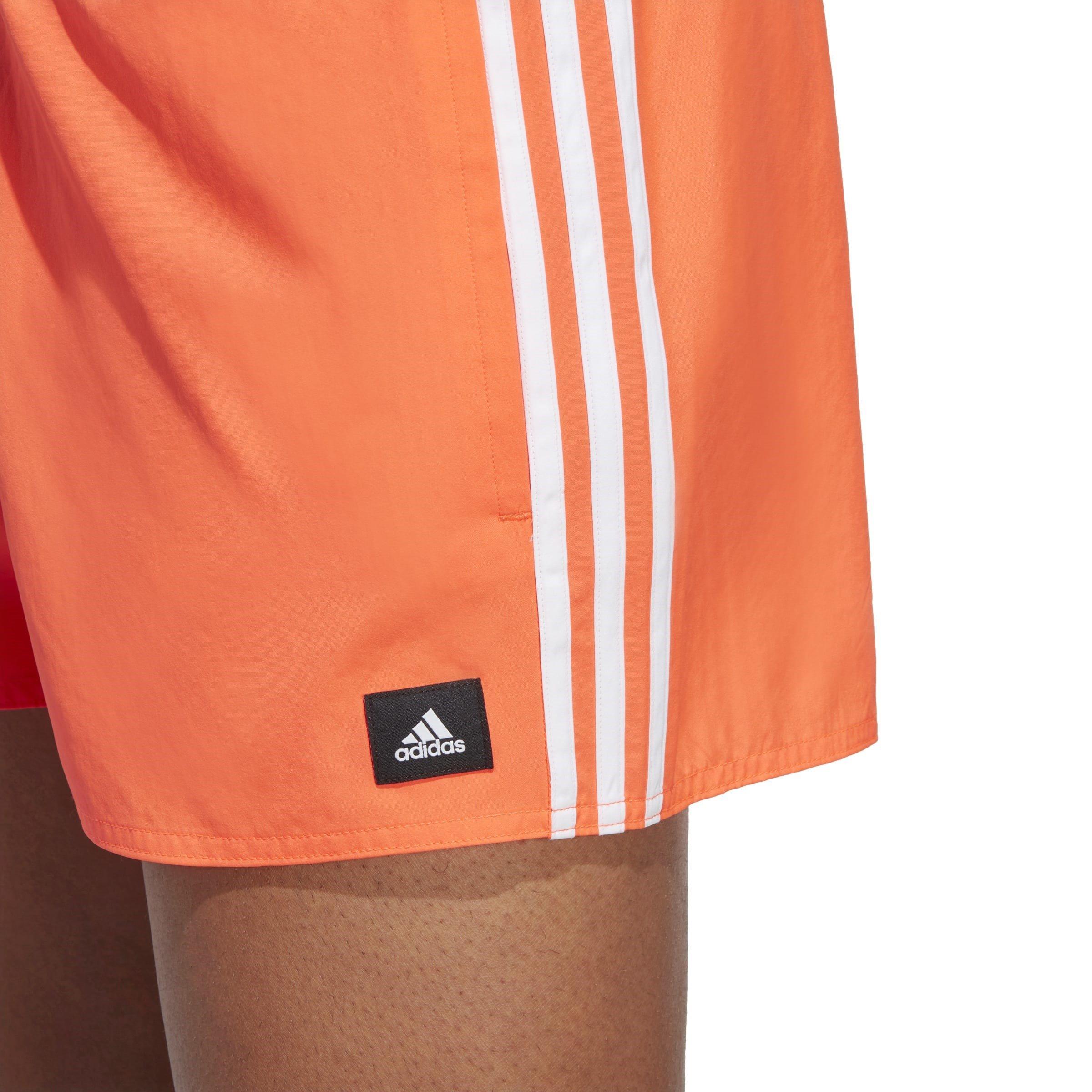 Solar Red/White - adidas - 3 Stripes CLX Very Short Length Mens Swim Shorts - 5