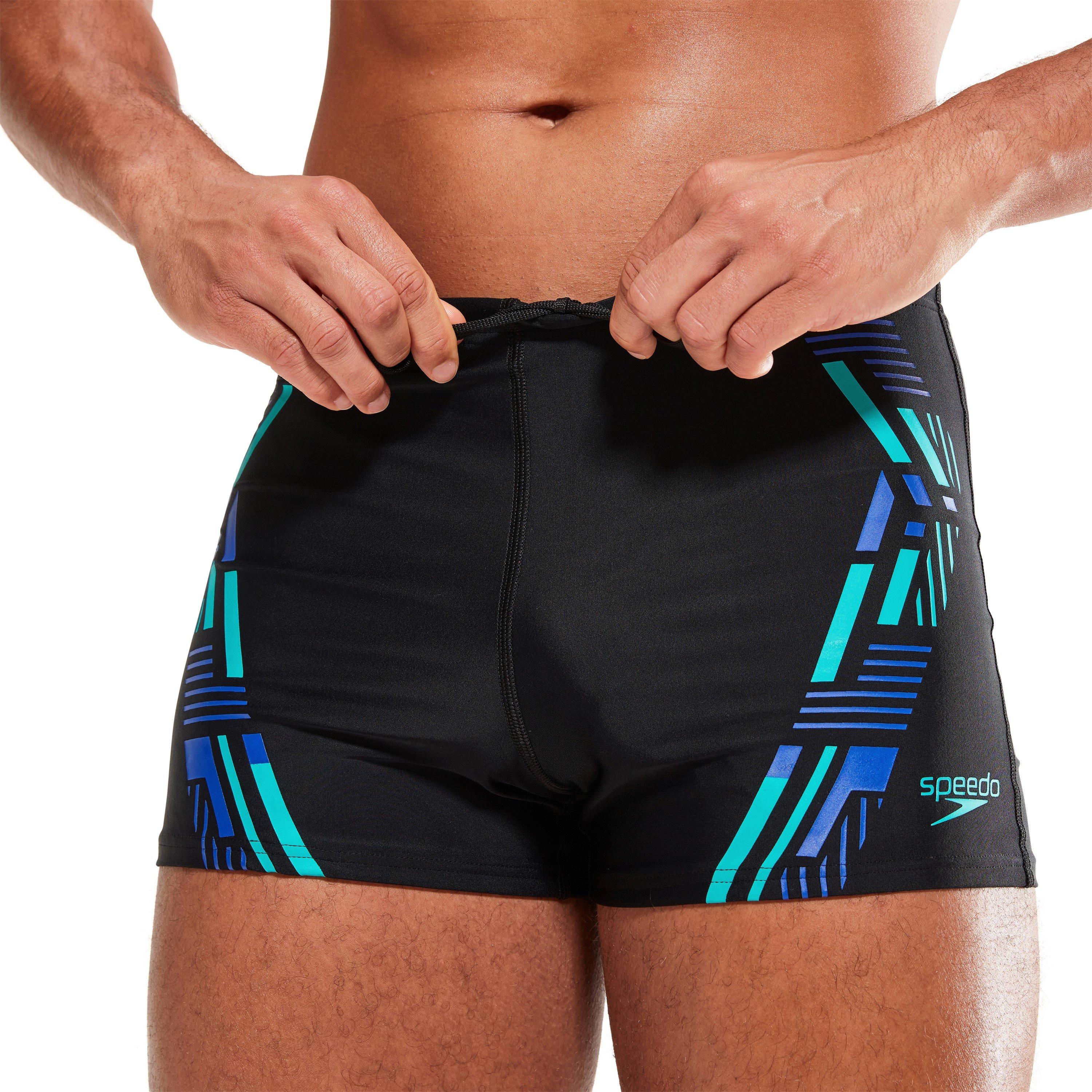 Black/Blue - Speedo - Tech Print Aquashorts Mens - 5
