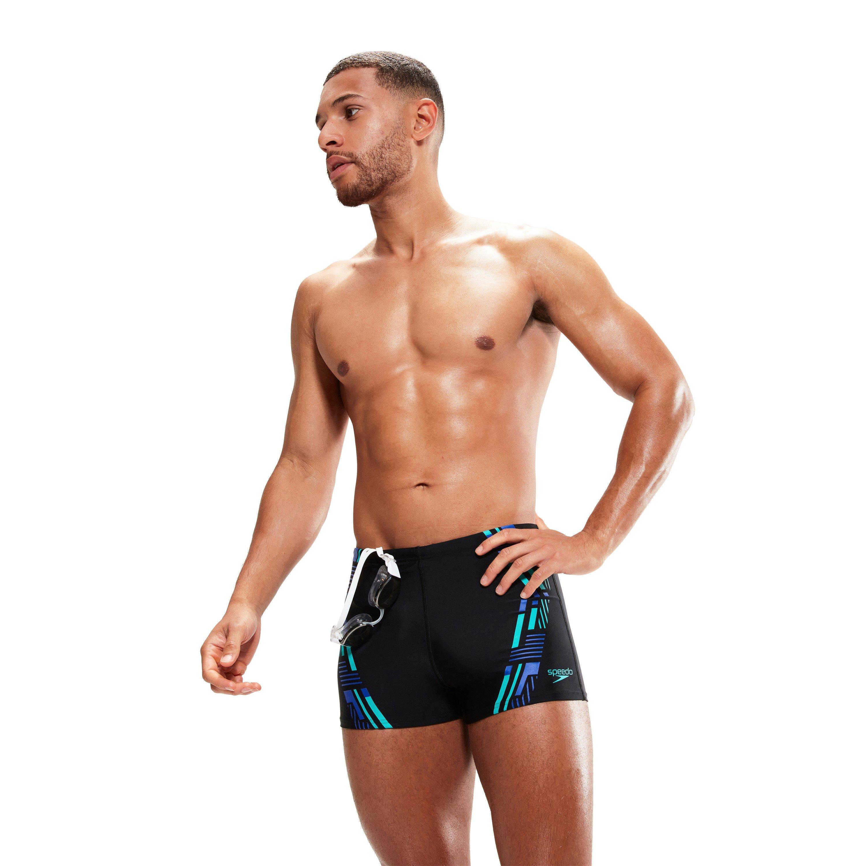 Black/Blue - Speedo - Tech Print Aquashorts Mens - 4