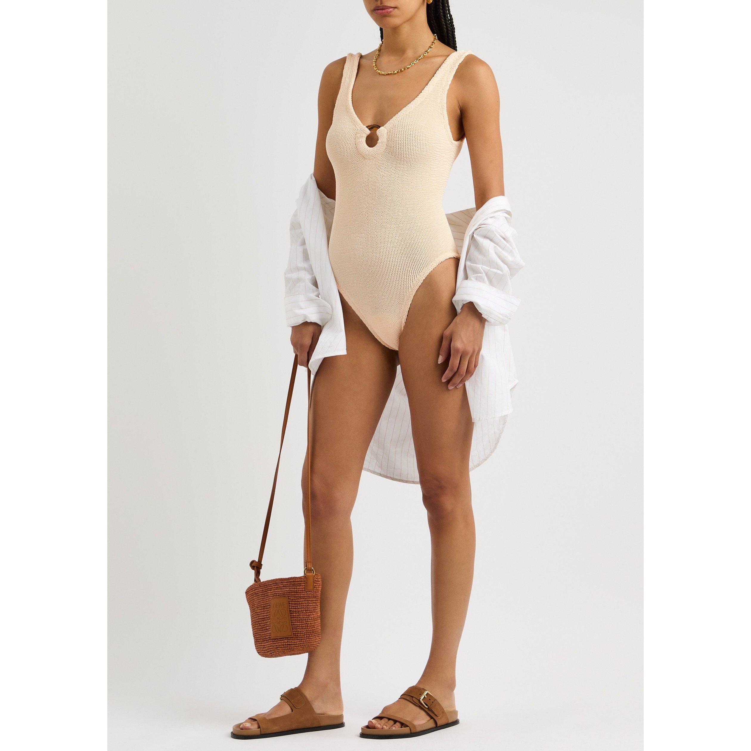 NUDE - Hunza G - Women's Celine High Leg V-Neck Swimsuit - 4