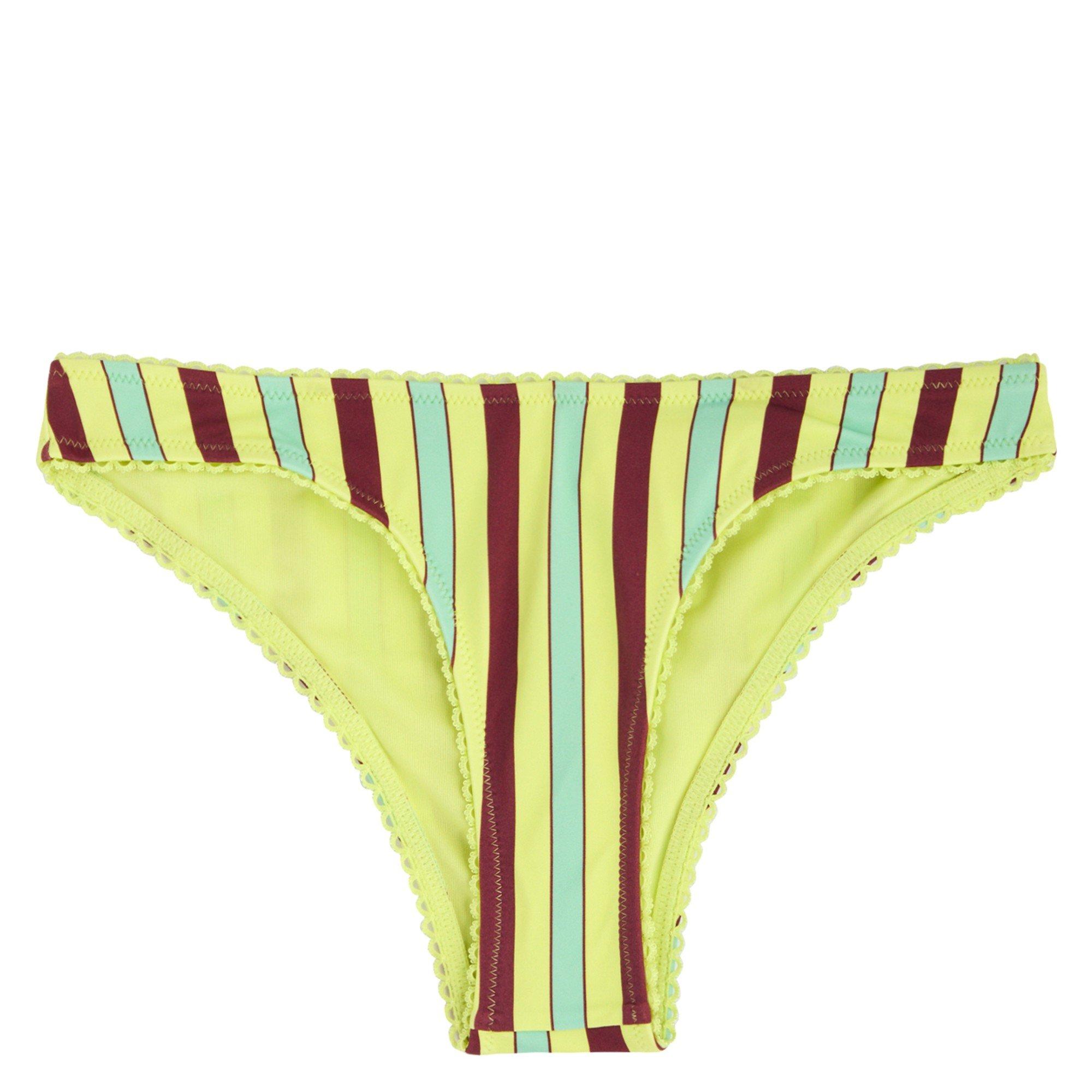 MULTICOLOURED - Damson Madder - Women's Picot Striped High-Leg Bikini Briefs - 1