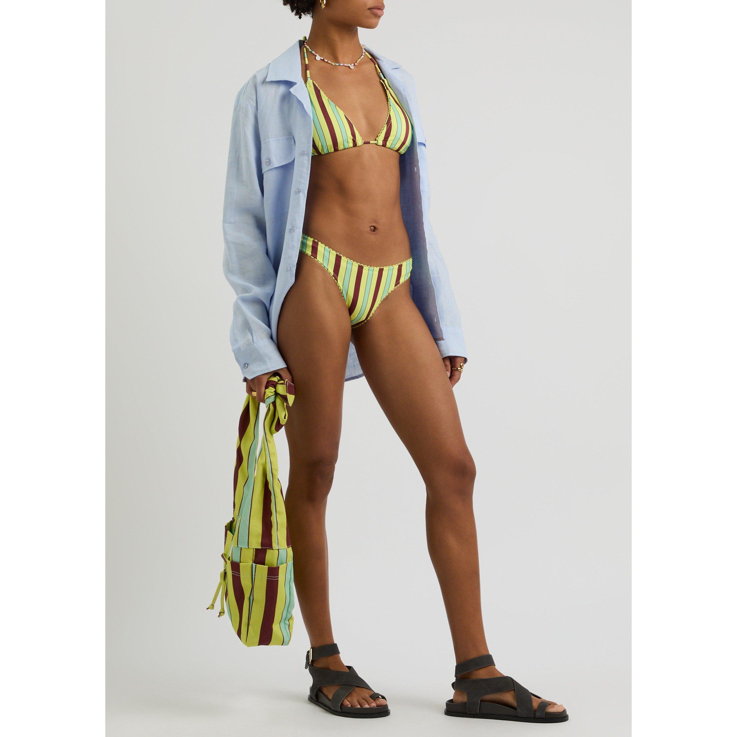 MULTICOLOURED - Damson Madder - Women's Picot Striped High-Leg Bikini Briefs - 5