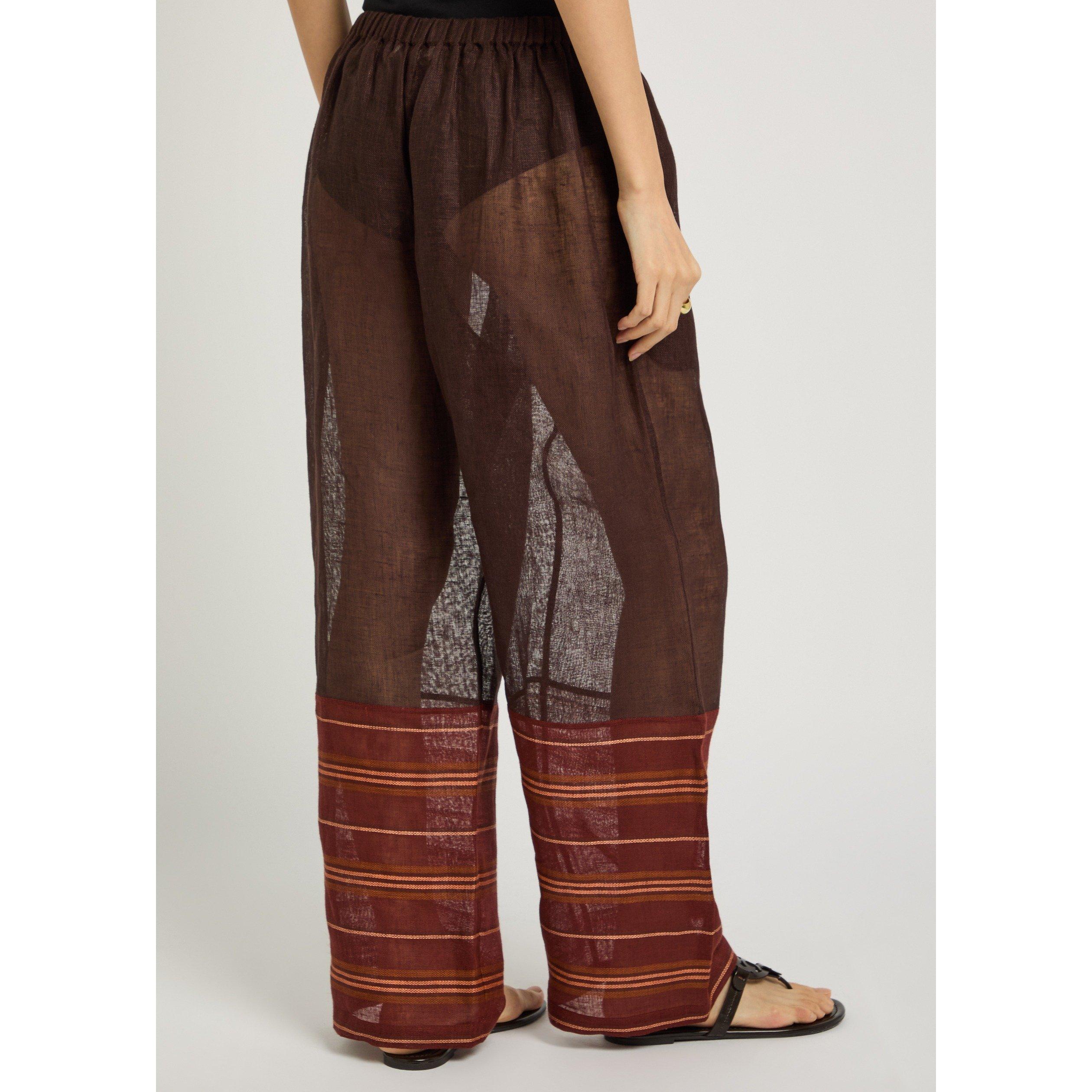BROWN AND OTHER - Tory Burch - SW DRAWCOARD WAIST BEACH PANT - 3