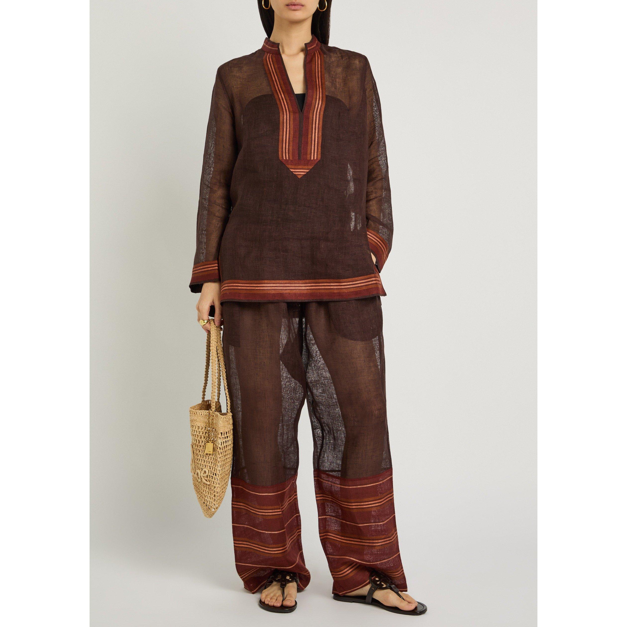 BROWN AND OTHER - Tory Burch - SW DRAWCOARD WAIST BEACH PANT - 5
