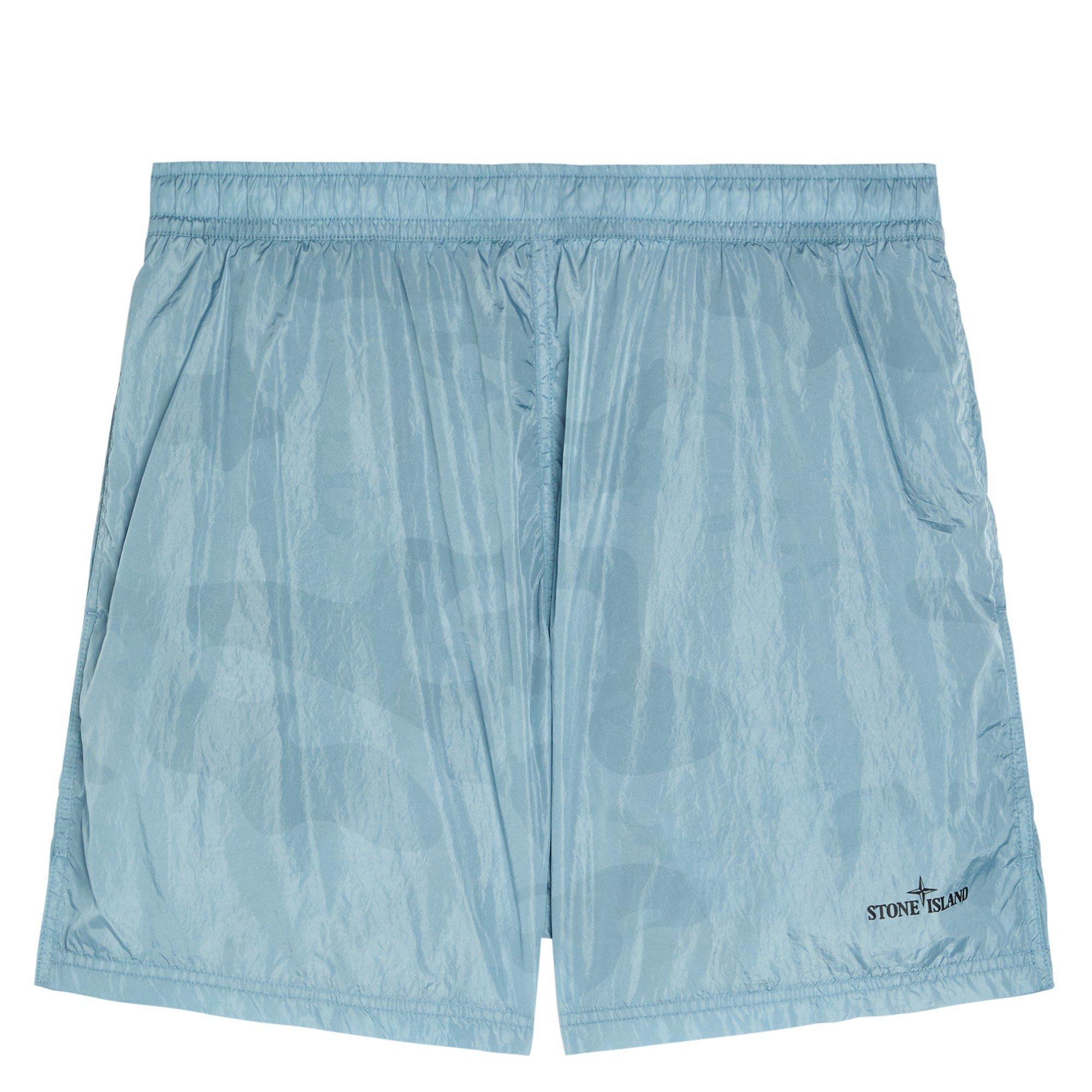BLUE - Stone Island - Men's Camo Relaxed-Fit Swim Shorts - 1