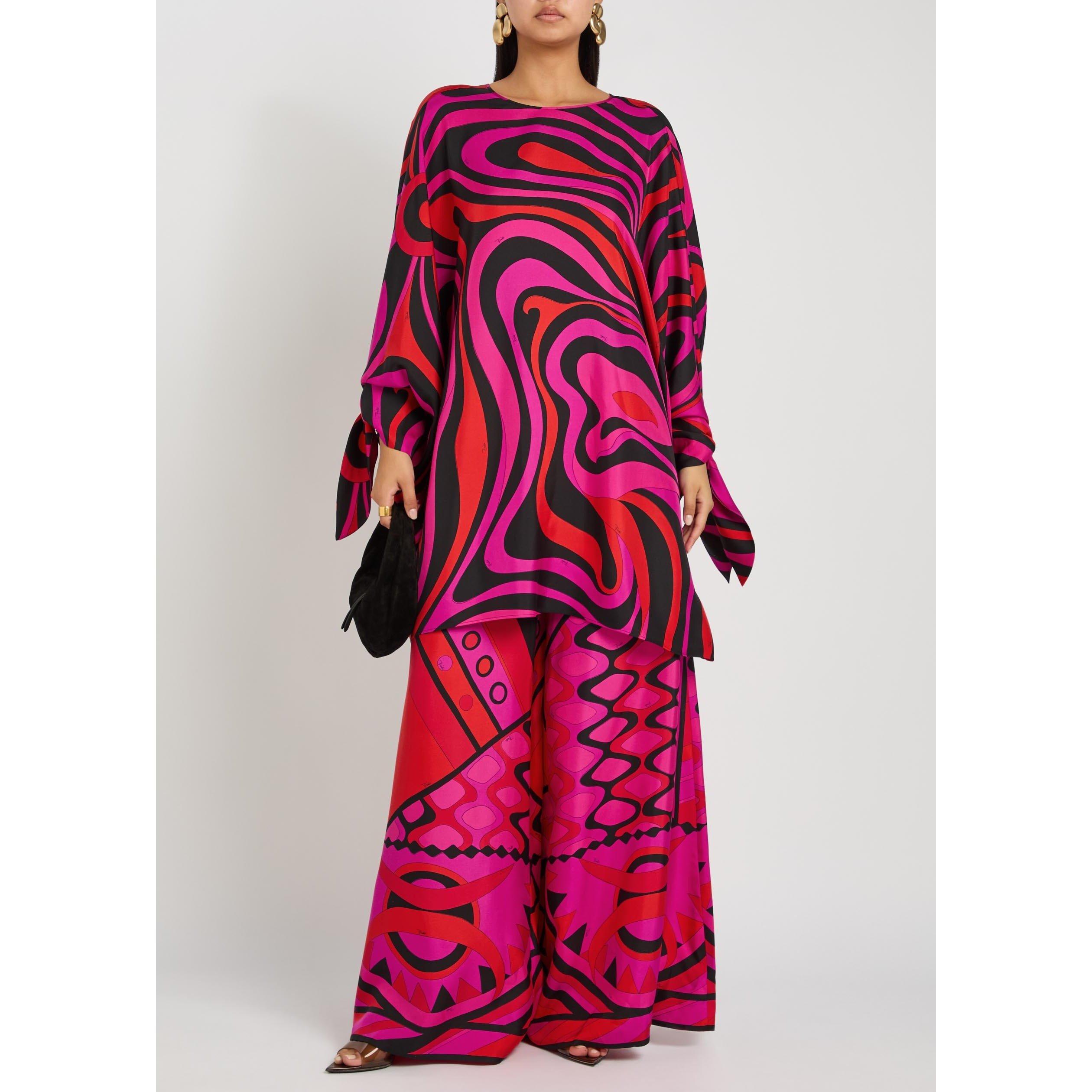 PINK AND OTHER - PUCCI - Women's Long-Sleeve Silk Kaftan - 6