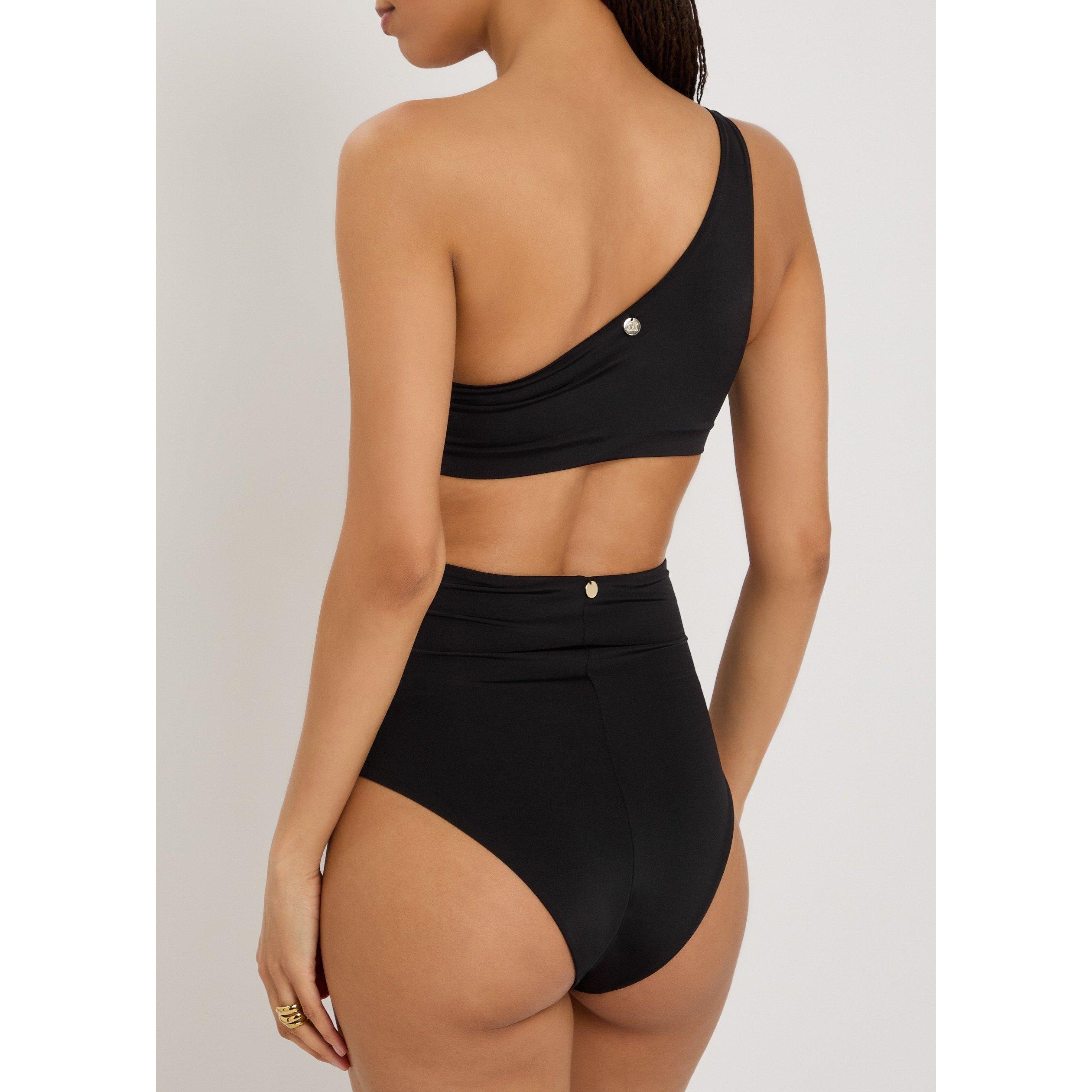 BLACK - Max Mara - Women's Ruched High-Waist Bikini Bottoms - 3