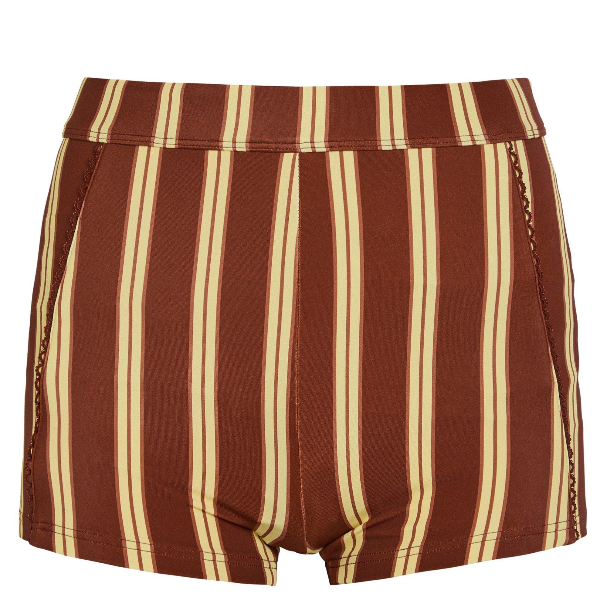 BROWN - Damson Madder - Women's Trudi Striped Bikini Shorts - 1