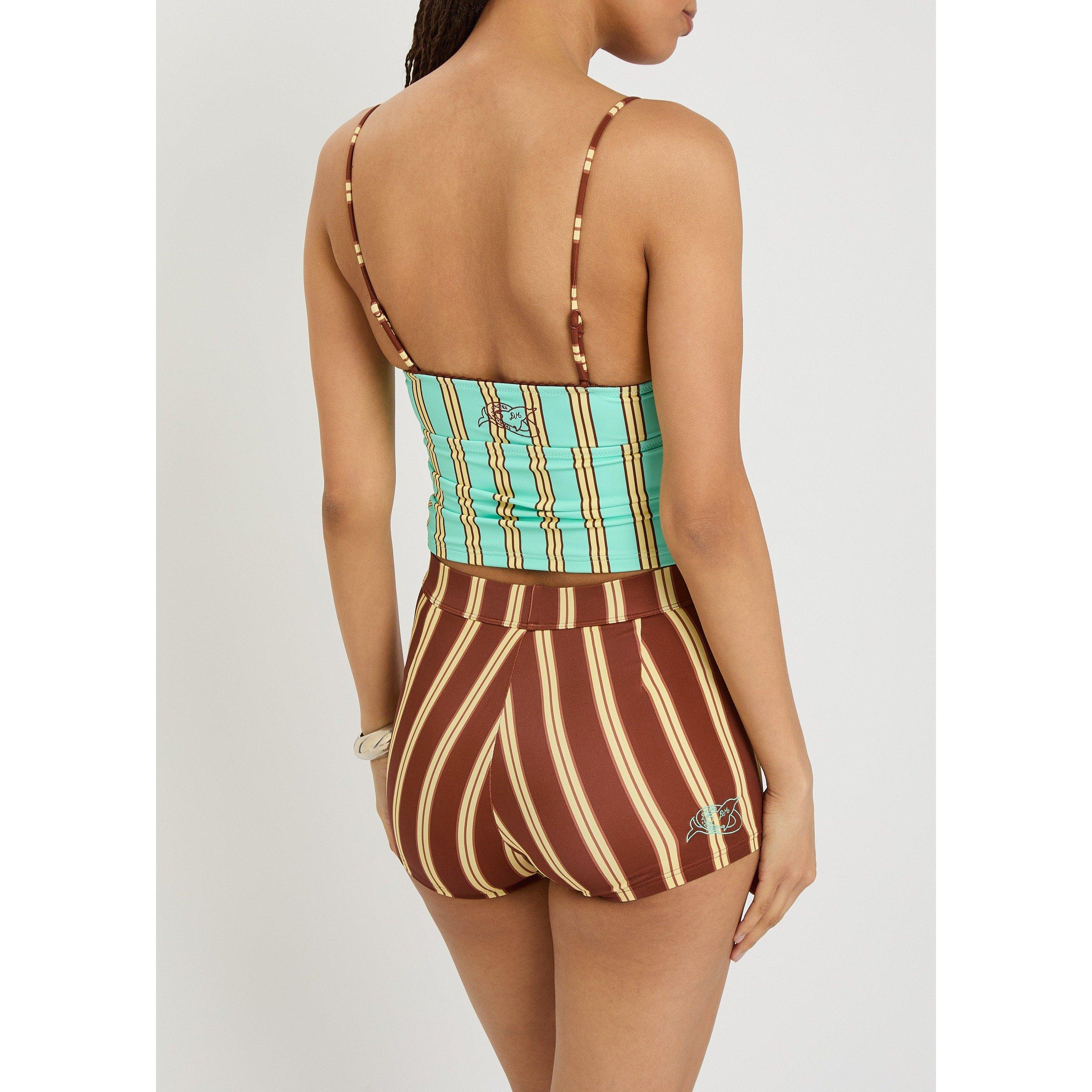BROWN - Damson Madder - Women's Trudi Striped Bikini Shorts - 3
