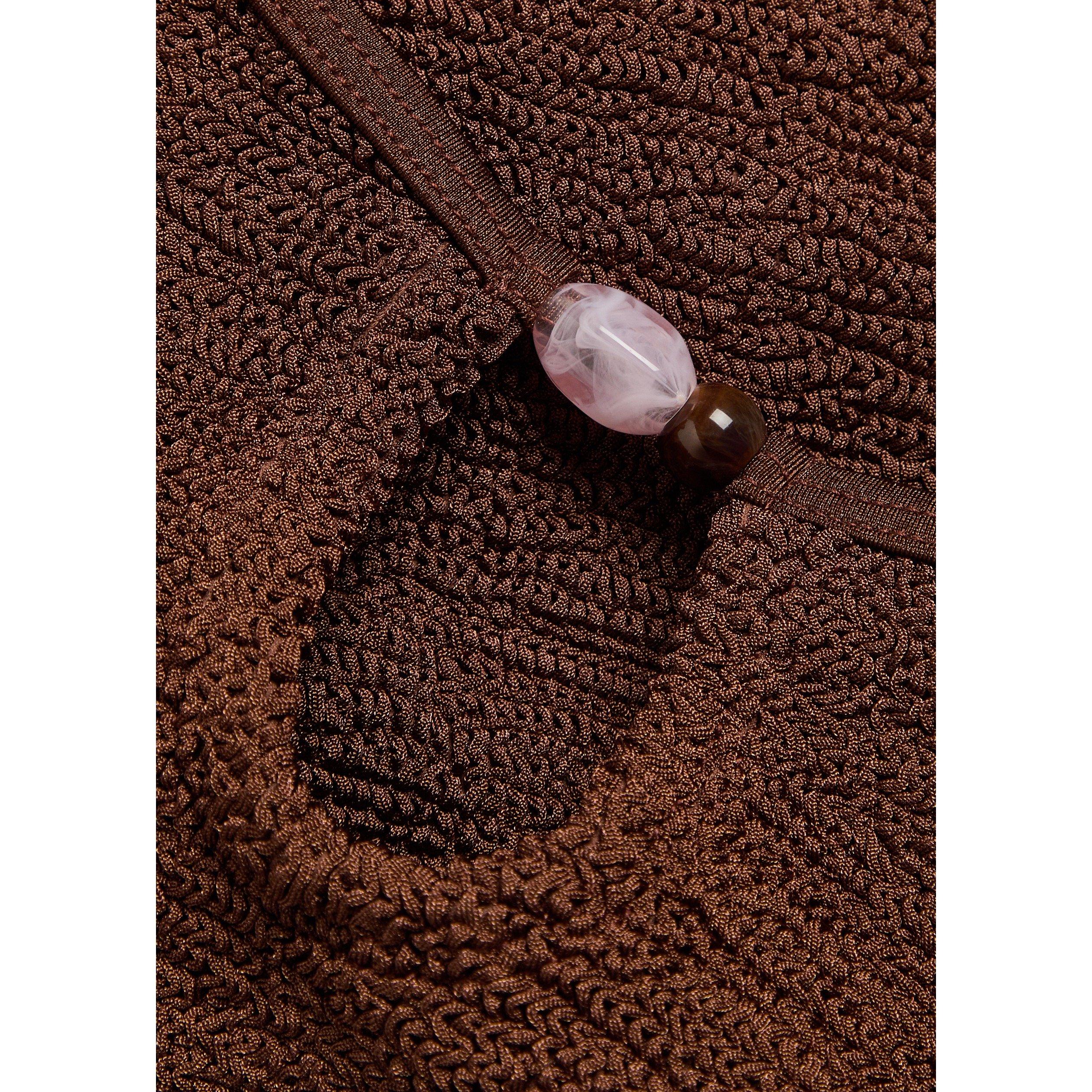 BROWN - Hunza G - Women's Mia Beaded Scoop-Neck Swimsuit - 4