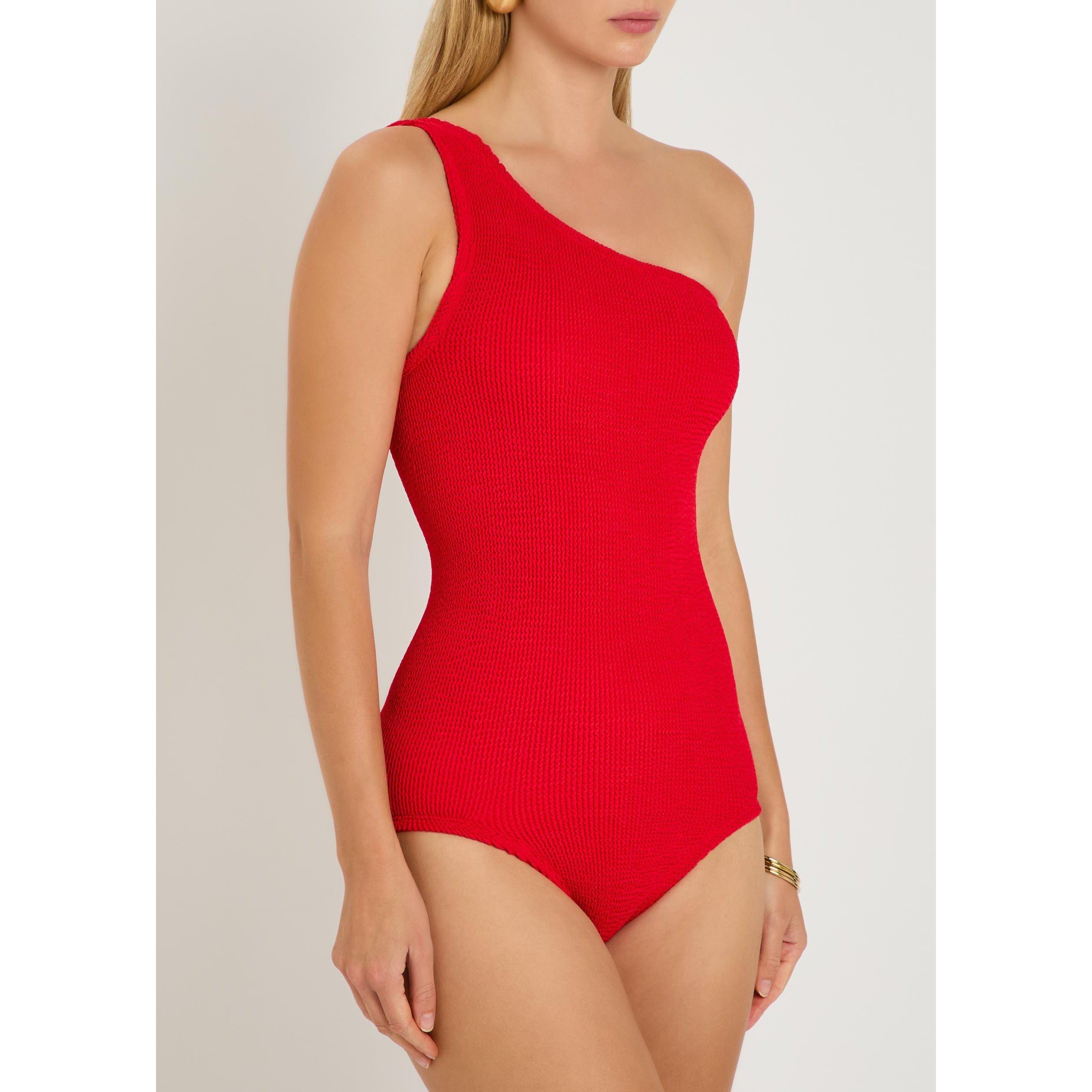 RED - Hunza G - Women's Coverage Nancy One Shoulder One-Piece Swimsuit - 2