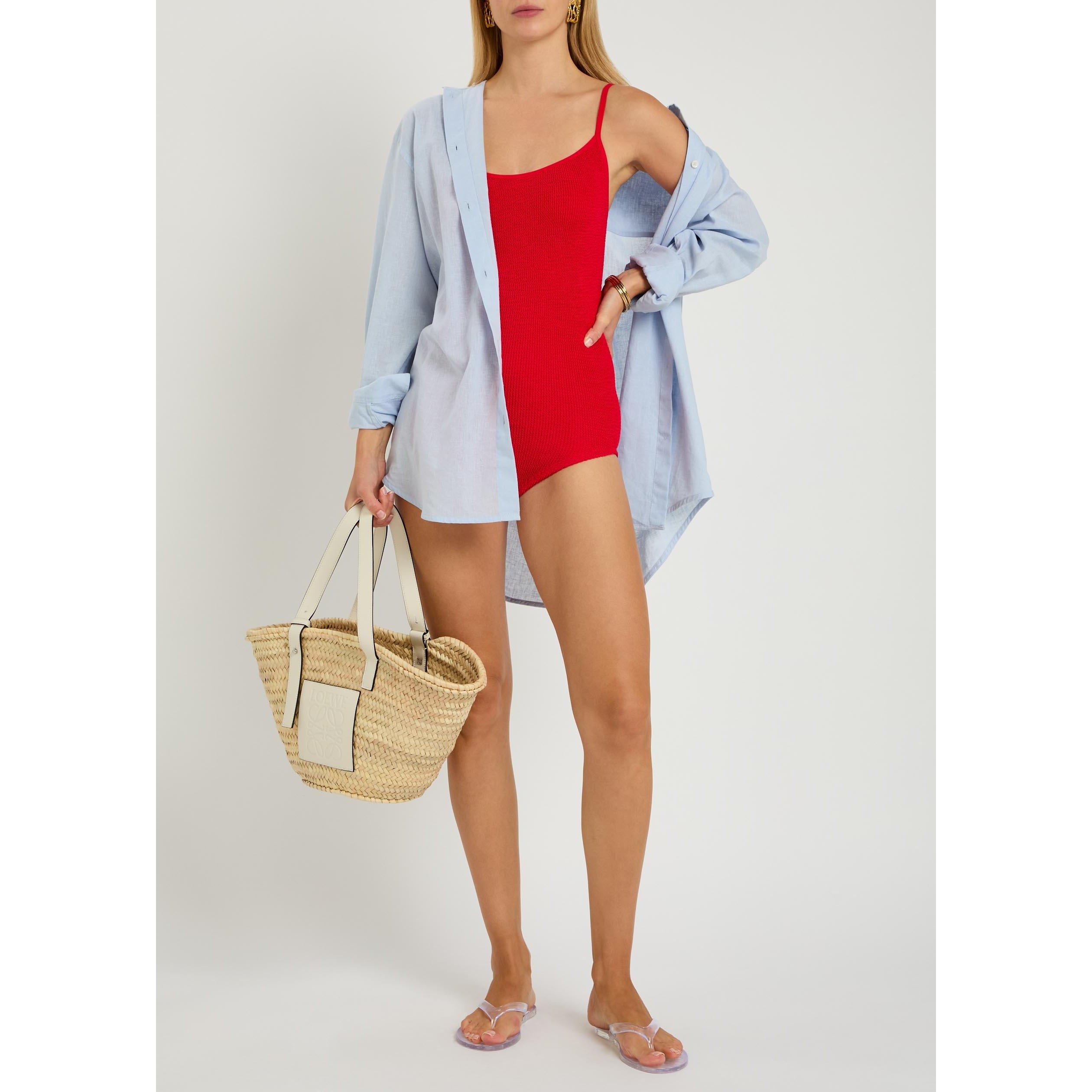 RED - Hunza G - Women's Pamela Coverage Scoop-Neck Swimsuit - 5