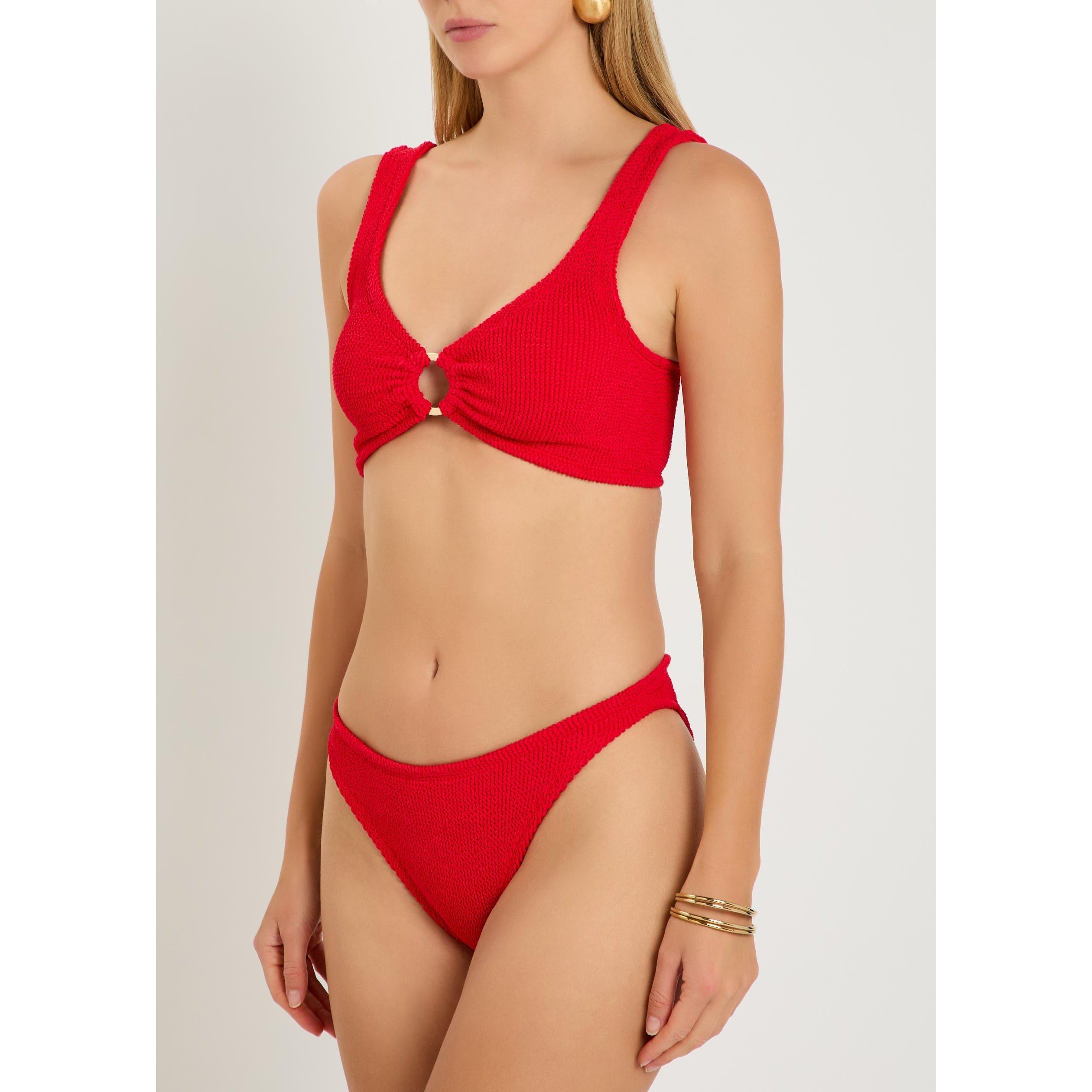 RED - Hunza G - Women's Julia Gold Hoop Top and Briefs Bikini Set - 2
