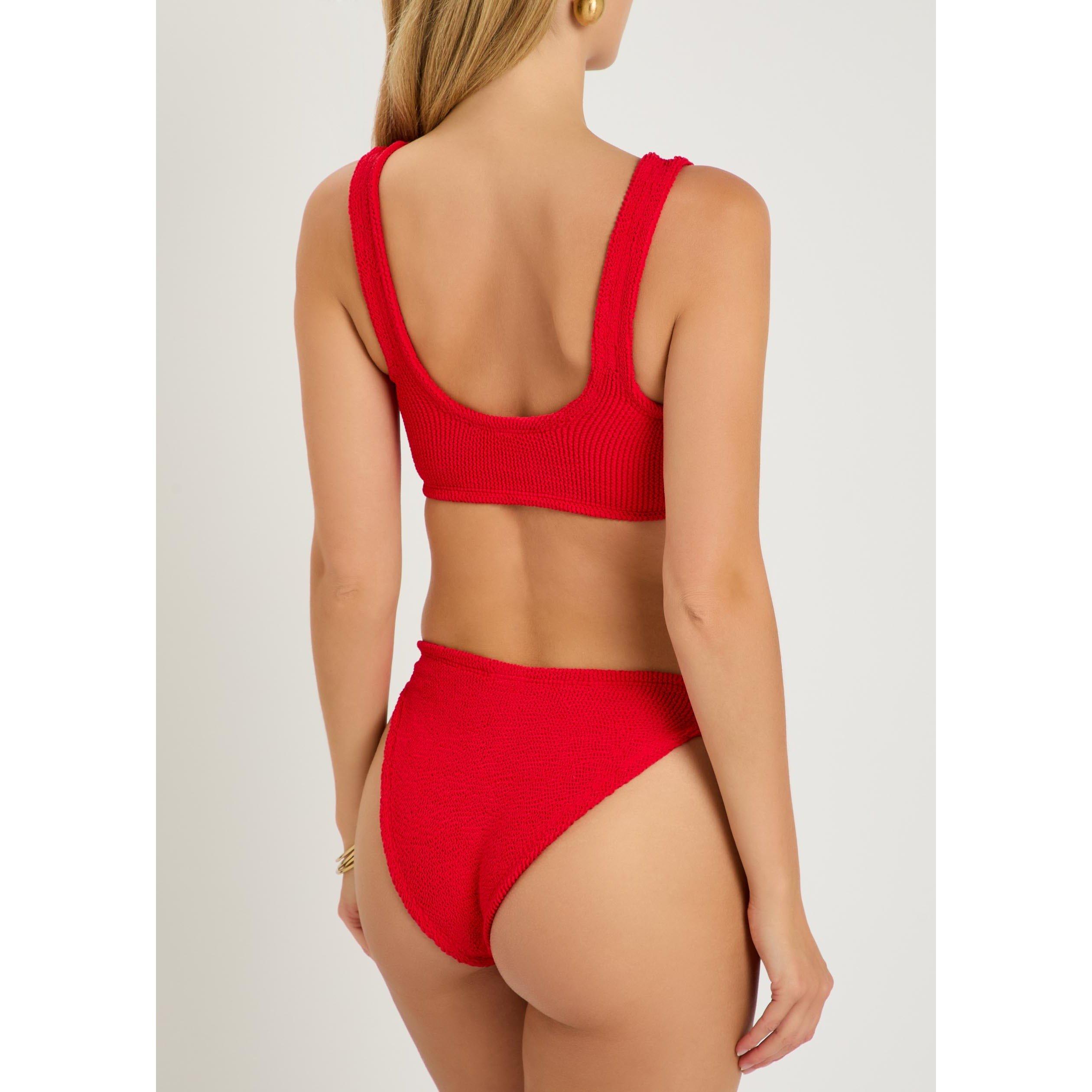 RED - Hunza G - Women's Julia Gold Hoop Top and Briefs Bikini Set - 3