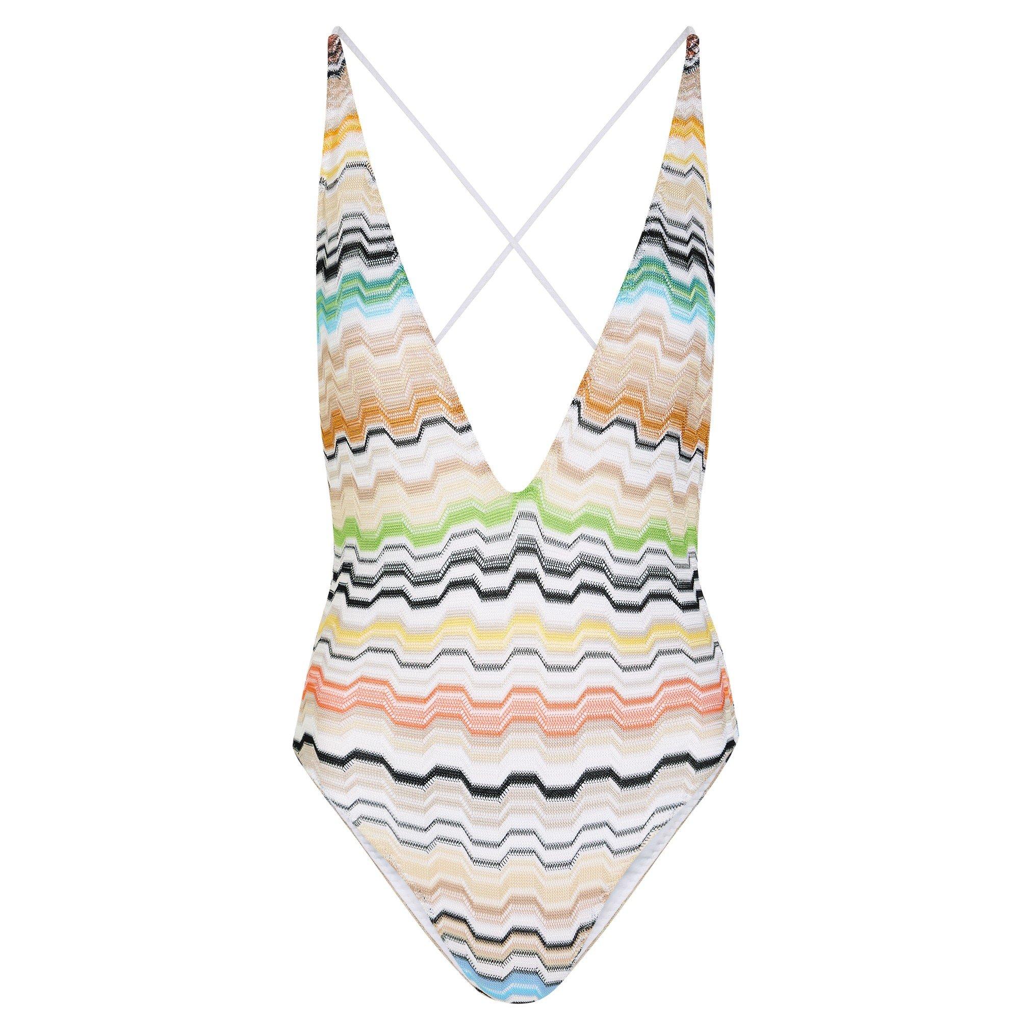 MULTICOLOURED - Missoni - Women's V-Neck One-Piece Swimsuit - 1
