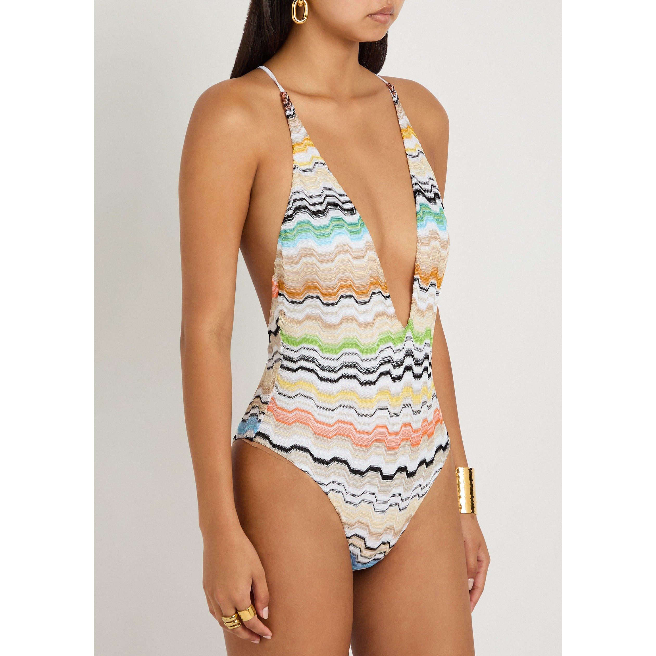 MULTICOLOURED - Missoni - Women's V-Neck One-Piece Swimsuit - 2