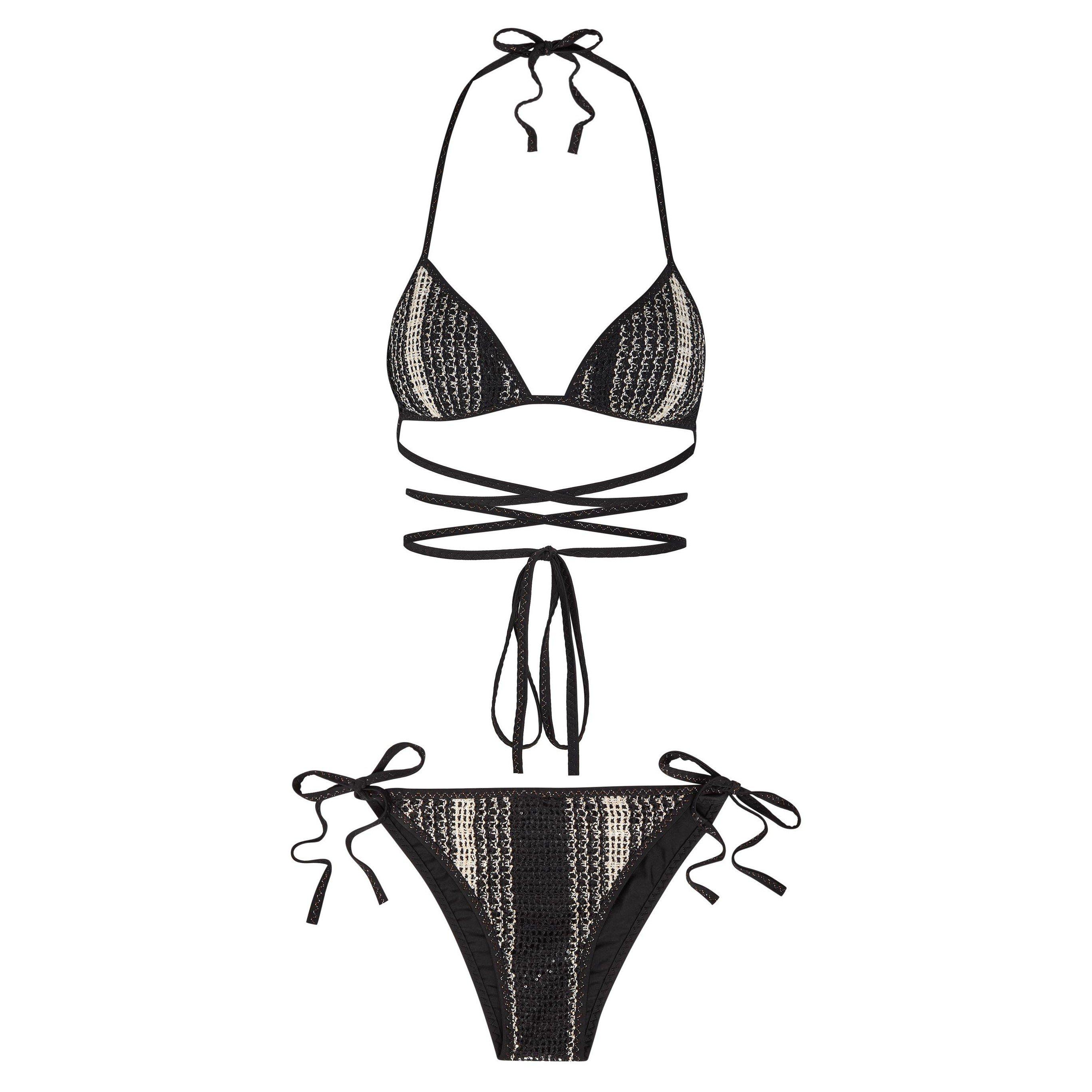 WHITE AND BLACK - Missoni - WRAP-AROUND BIKINI WITH KNOT - 1
