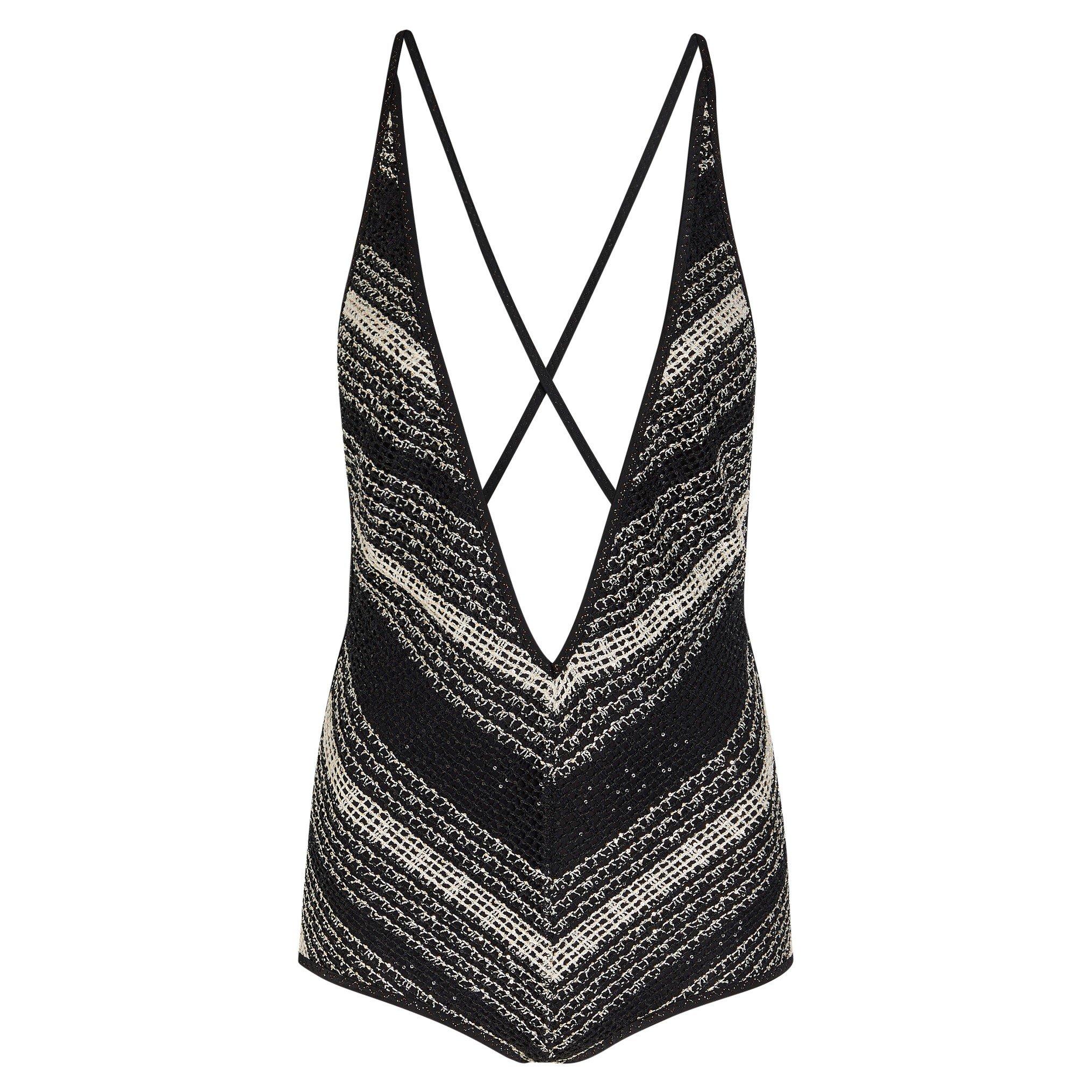WHITE AND BLACK - Missoni - ONE-PIECE SWIM W PLUNGE N