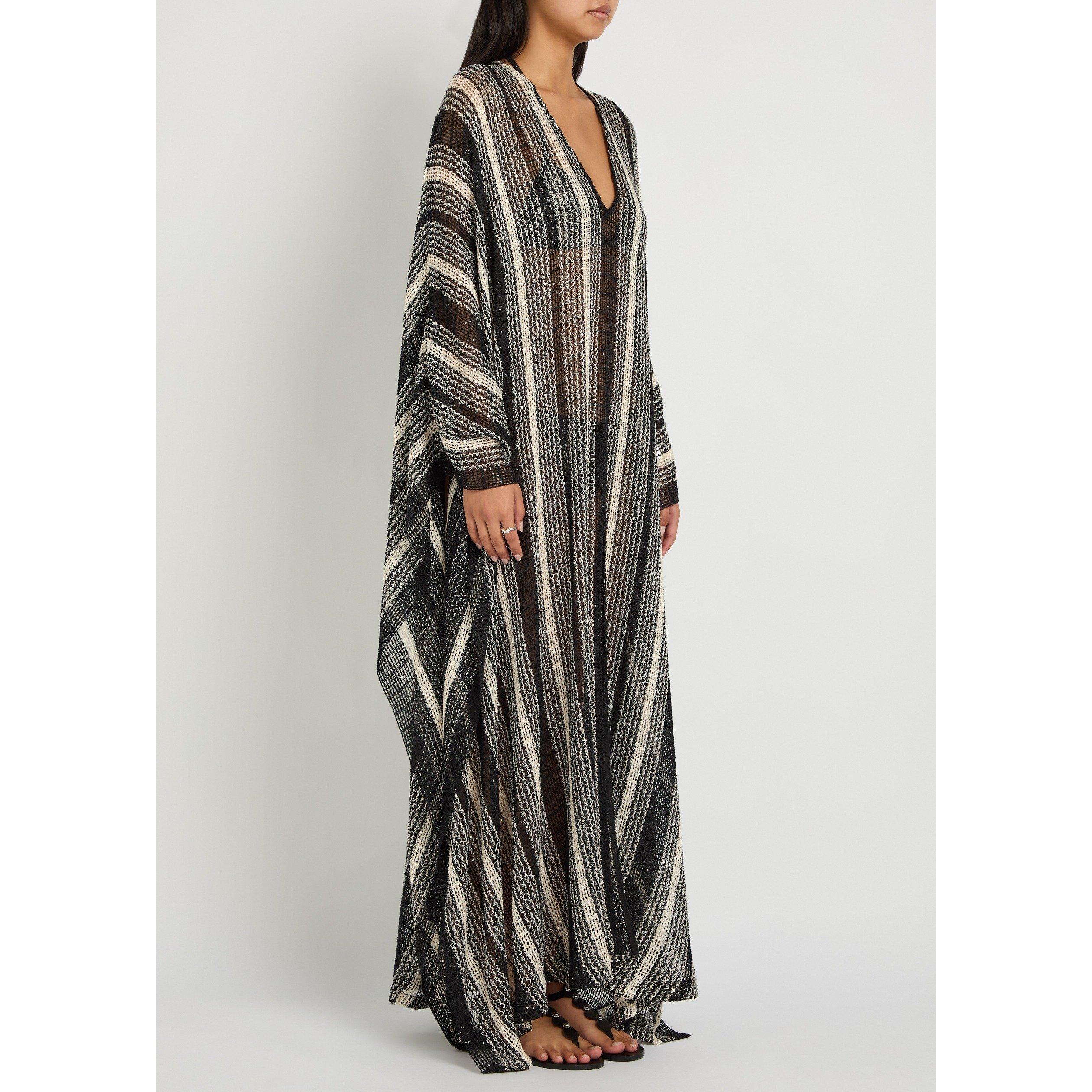 WHITE AND BLACK - Missoni - Women's Striped V-Neck Cotton Kaftan - 2