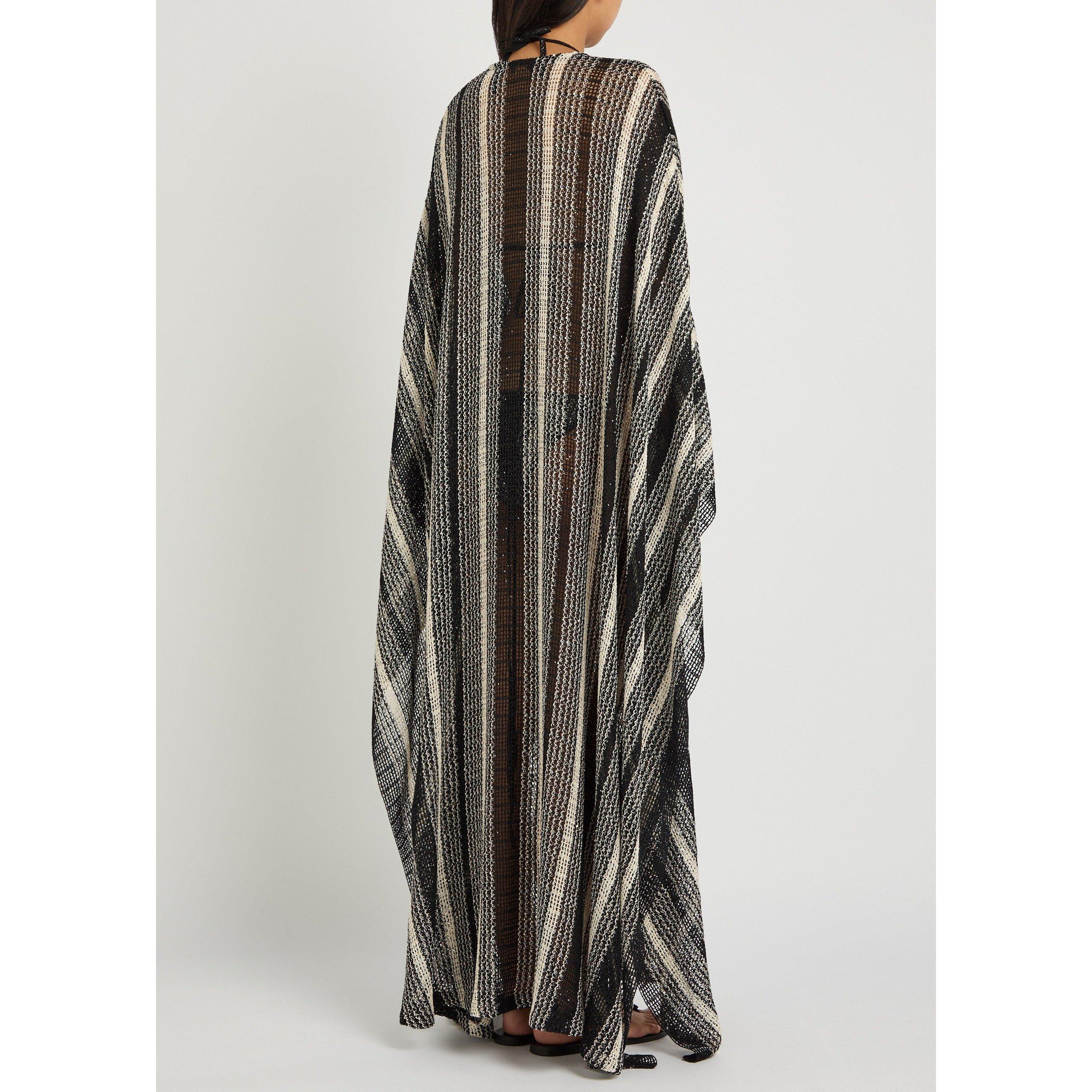 WHITE AND BLACK - Missoni - Women's Striped V-Neck Cotton Kaftan - 3