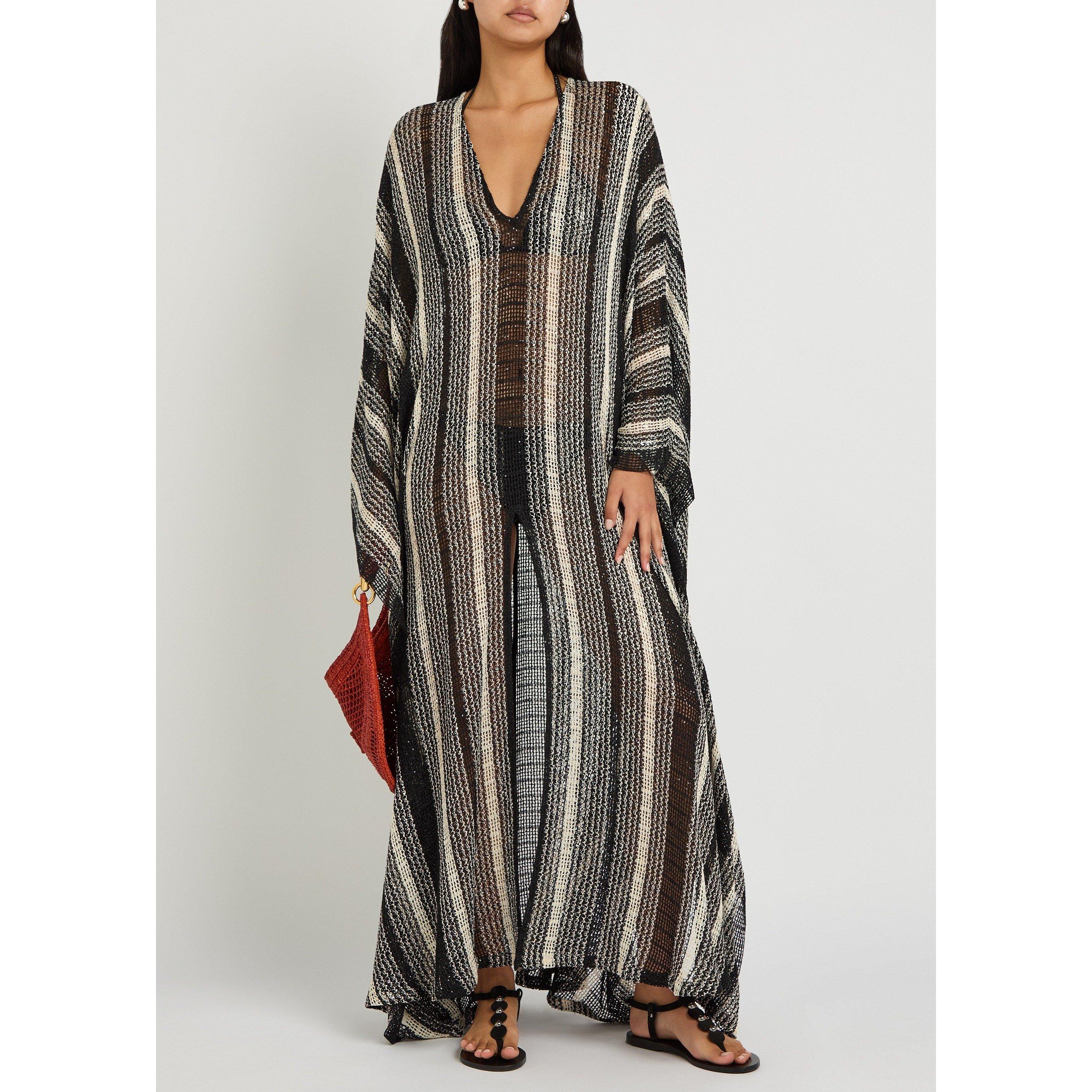 WHITE AND BLACK - Missoni - Women's Striped V-Neck Cotton Kaftan - 5