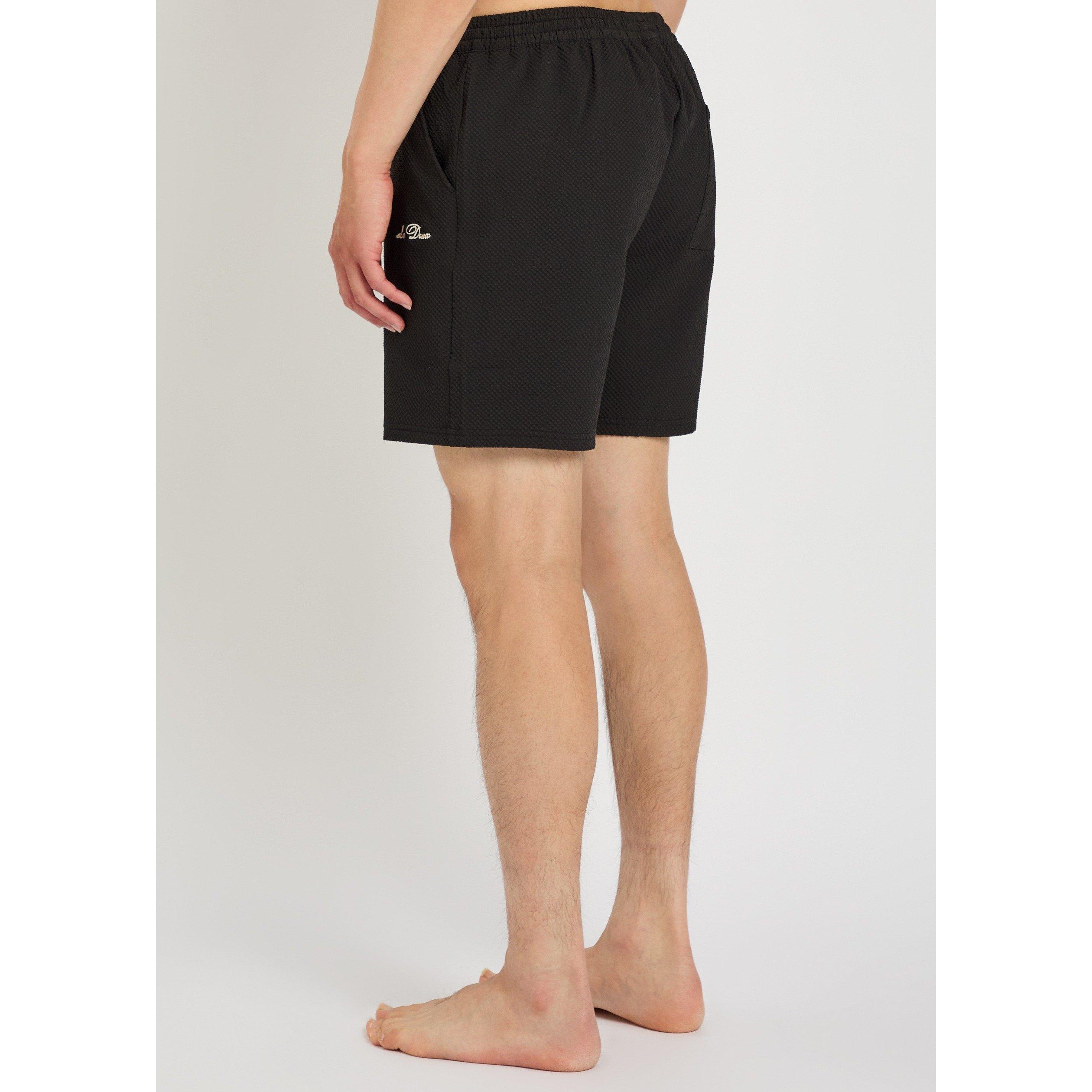 BLACK - Les Deux - Men's Seersucker Swim Shorts - 3