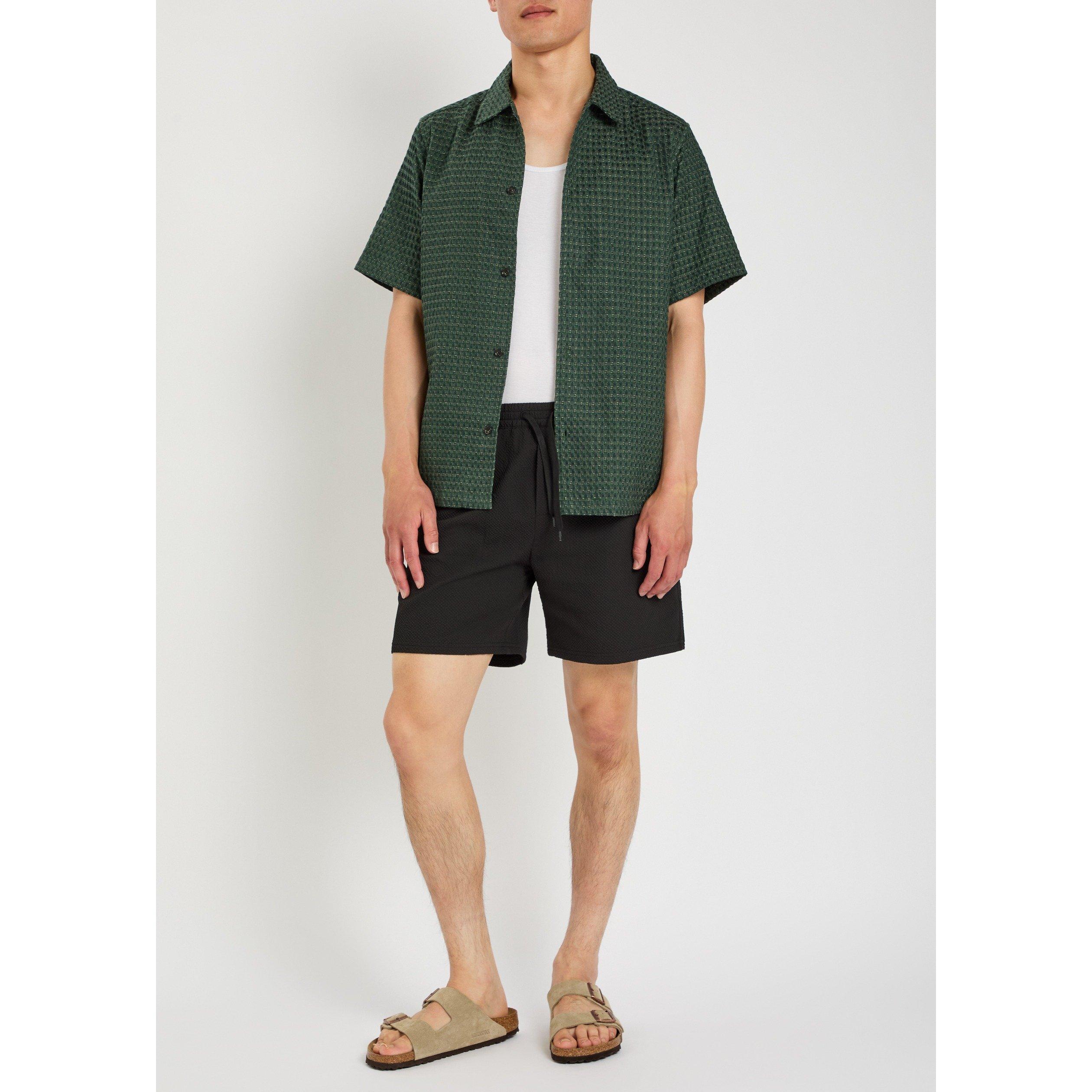 BLACK - Les Deux - Men's Seersucker Swim Shorts - 5