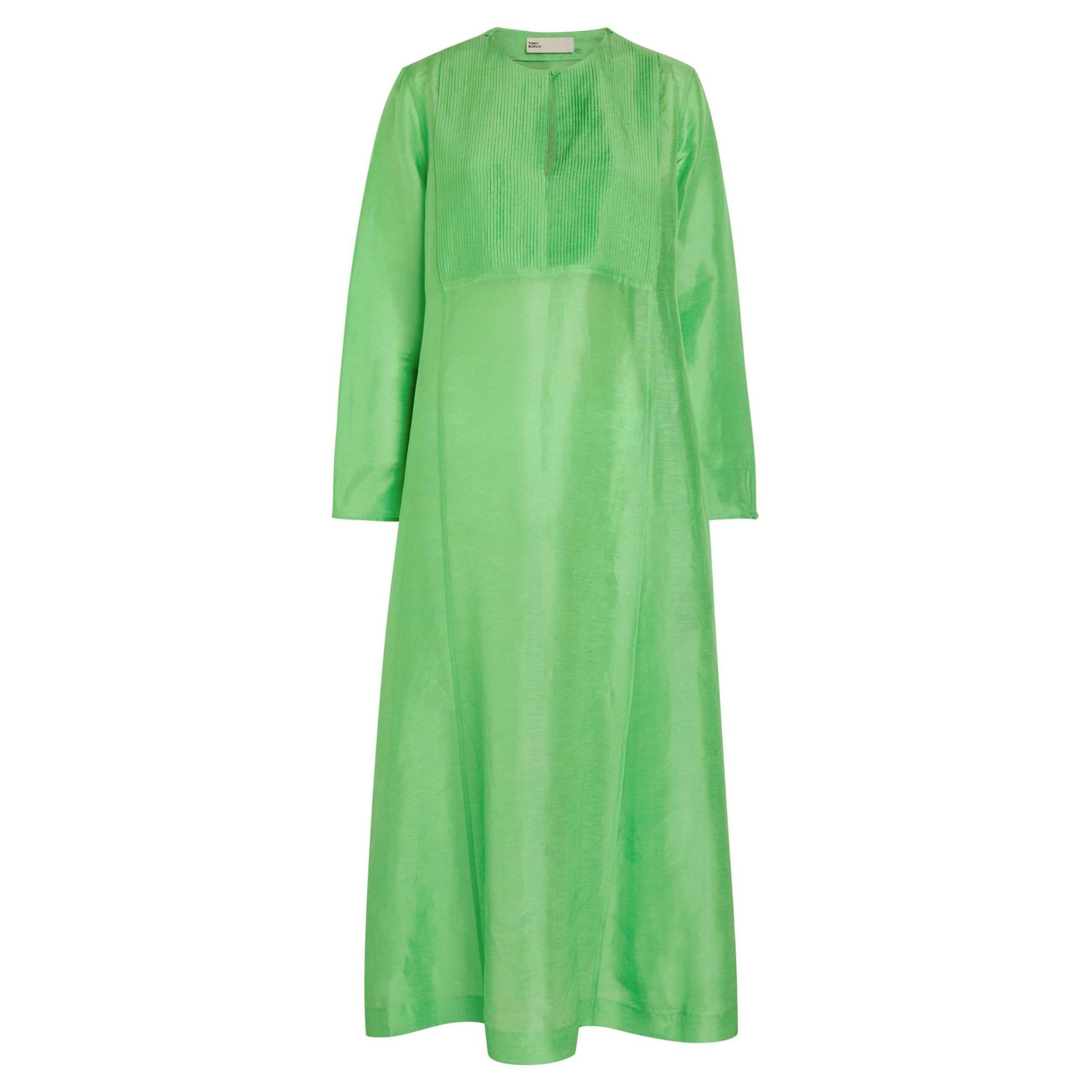 BRIGHT GREEN - Tory Burch - Women's Pleated Linen Kaftan - 1